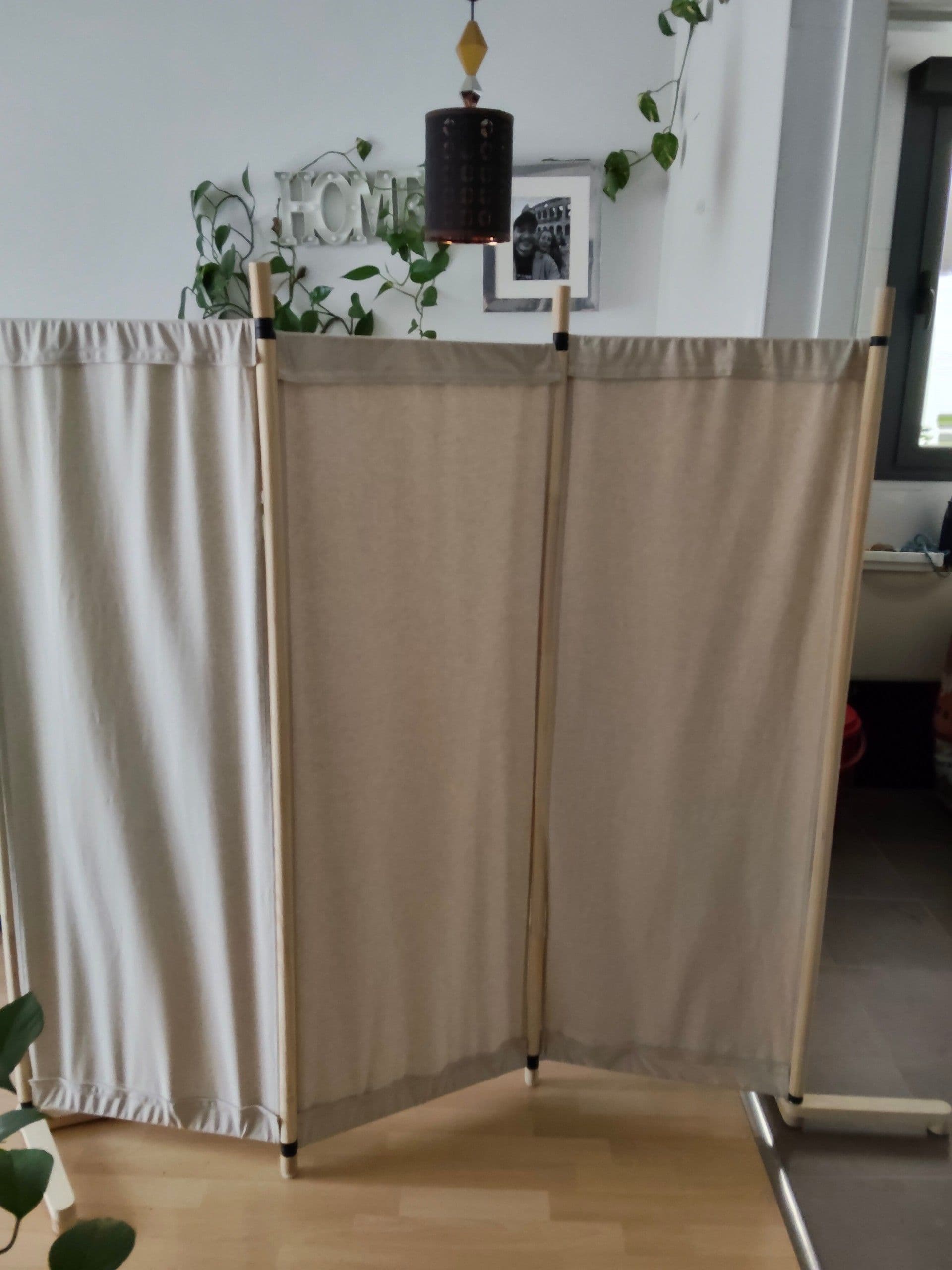 GLAMBERGET paravent, Pi pinyer/Katorp beix, 150x150 cm