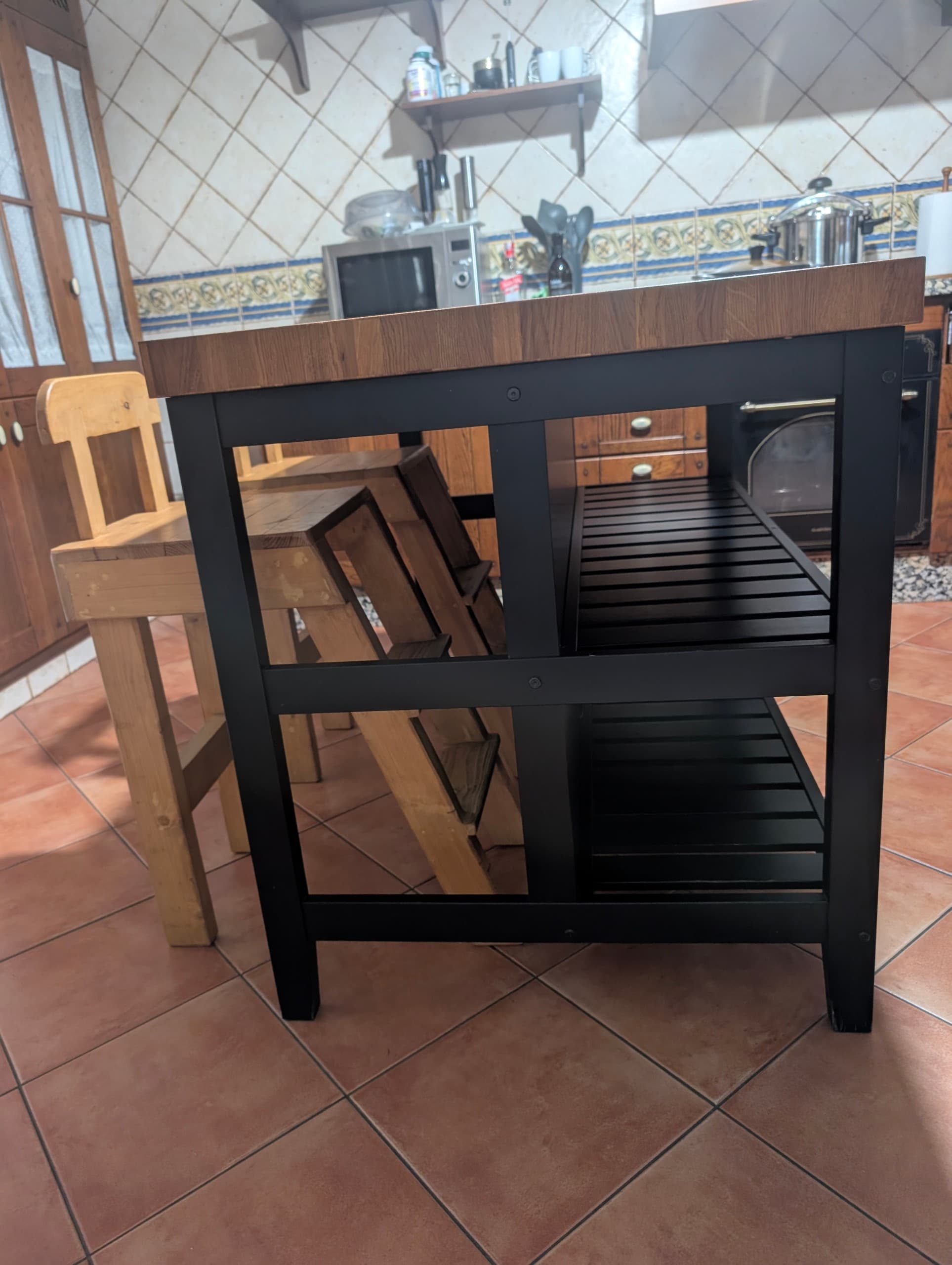 VADHOLMA illa, negro/carballo, 126x79x90 cm