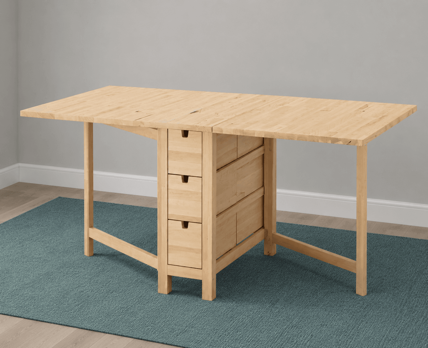 NORDEN taula abatible, bedoll, 26/89/152x80 cm