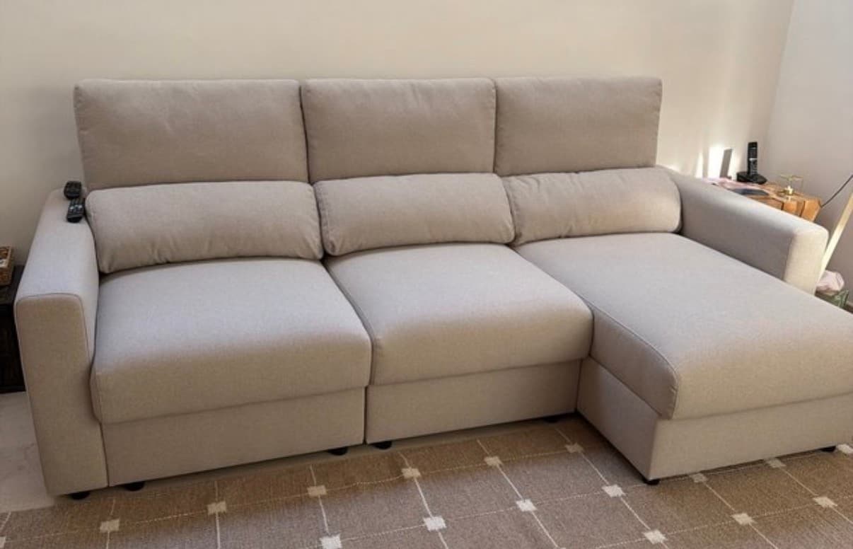 MALMKÖPING sofà de 3 places, amb chaise longue/Tibbleby beix clar