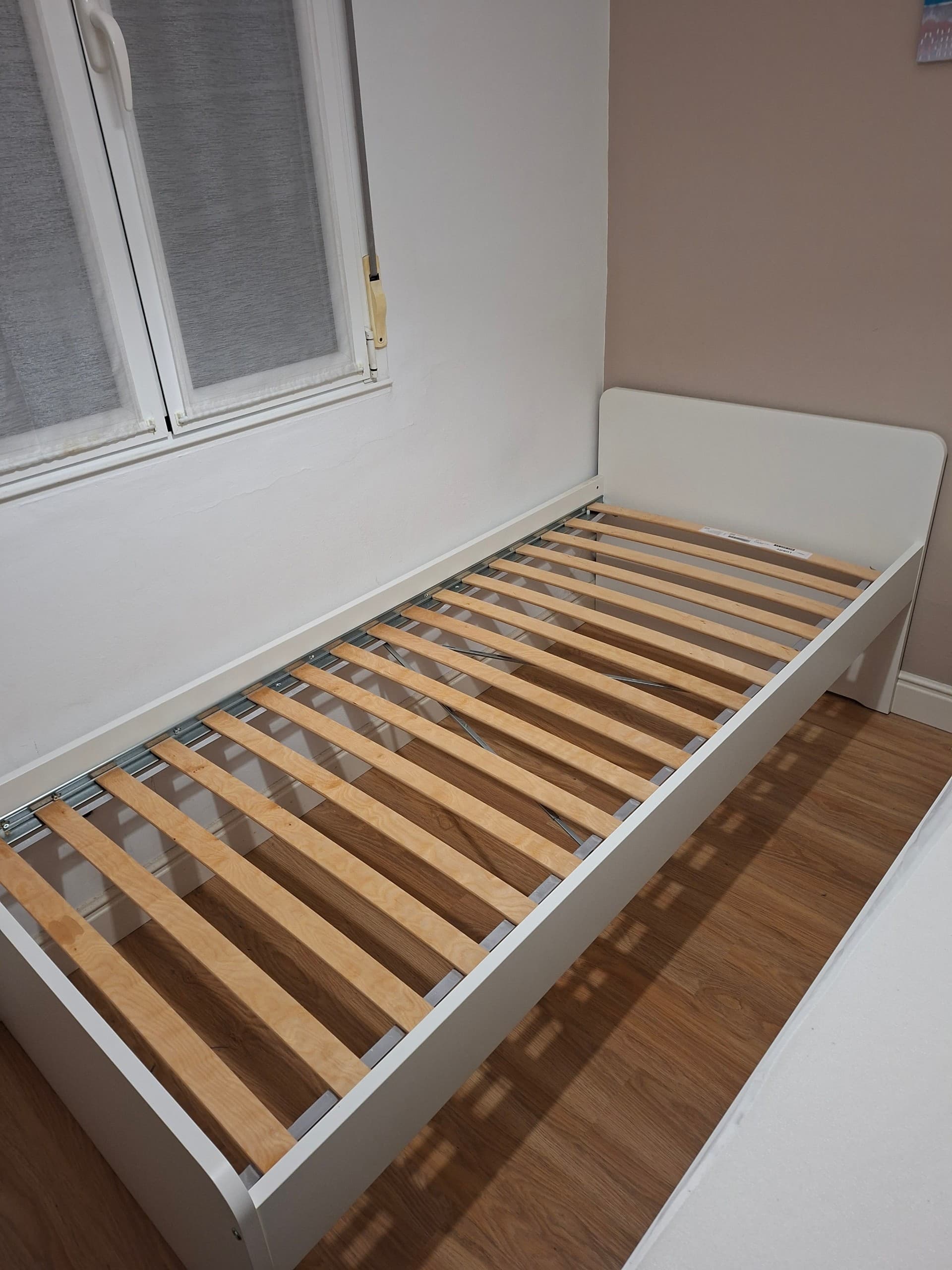 SLÄKT estructura de cama con somier, blanco, 90x200 cm
