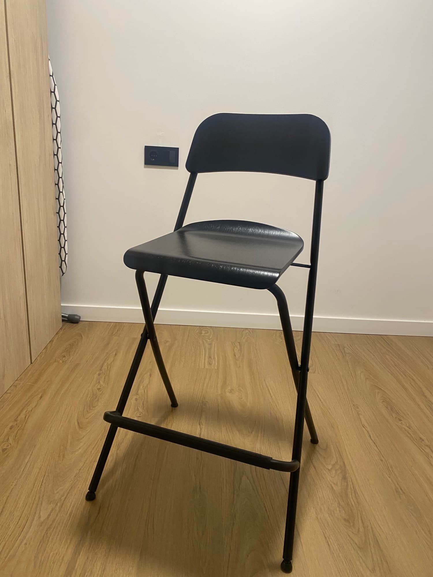 FRANKLIN bar stool with backrest, foldable, brown-black/silver-colour