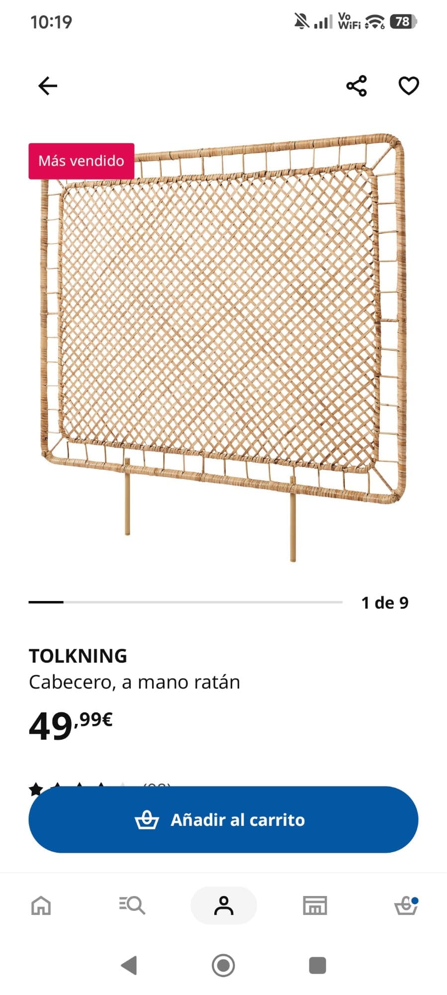 TOLKNING capçal, fet a mà rotang