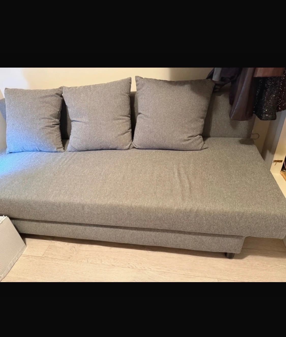 ASARUM three-seat sofa-bed, grey