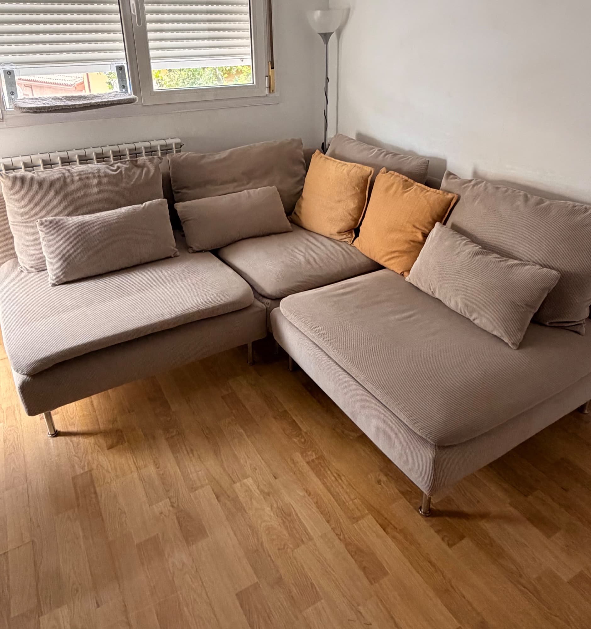 SÖDERHAMN corner sofa, 3-seat, Fridtuna light beige