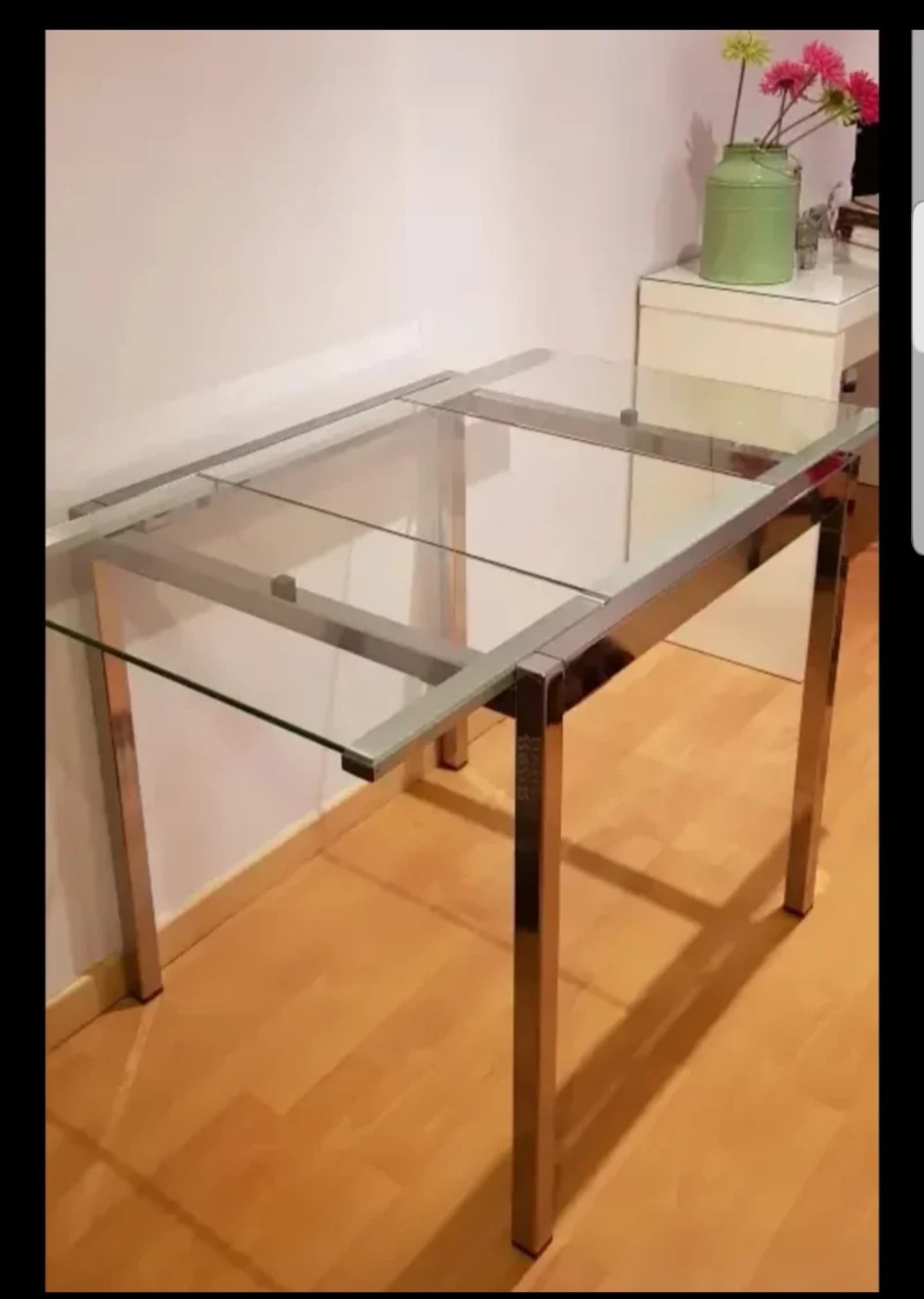 GLIVARP taula extensible, transparent/blanc, 125/188x85 cm