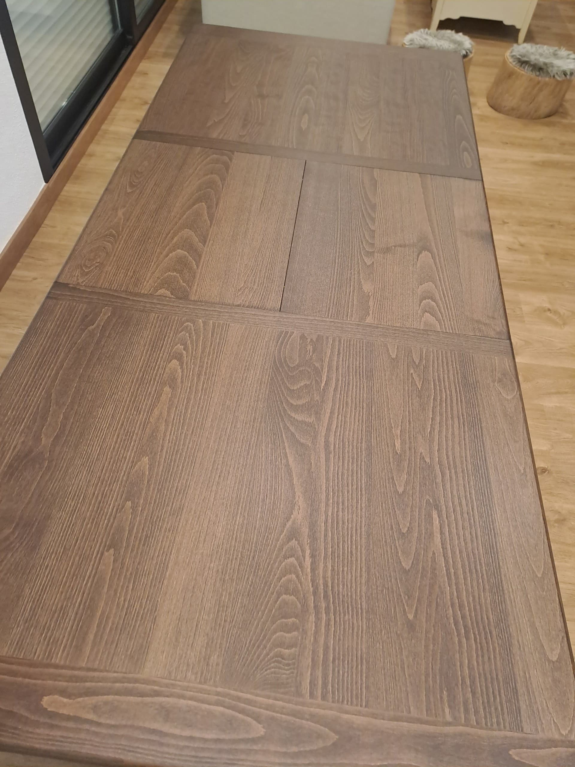 SKANSNÄS taula extensible, marró faig/fullola, 150/205x90 cm