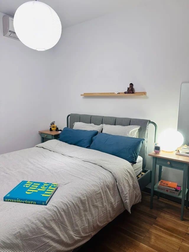 TÄLLÅSEN + COLCHON upholstered bed frame, Kulsta grey-green, 160x200 cm