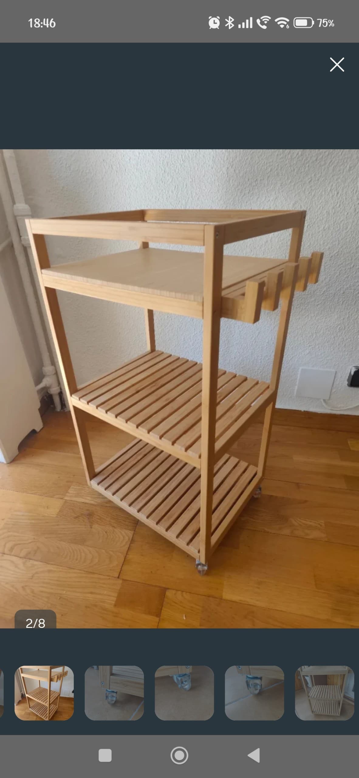 RÅGRUND carrito, bambú, 42x33x76 cm