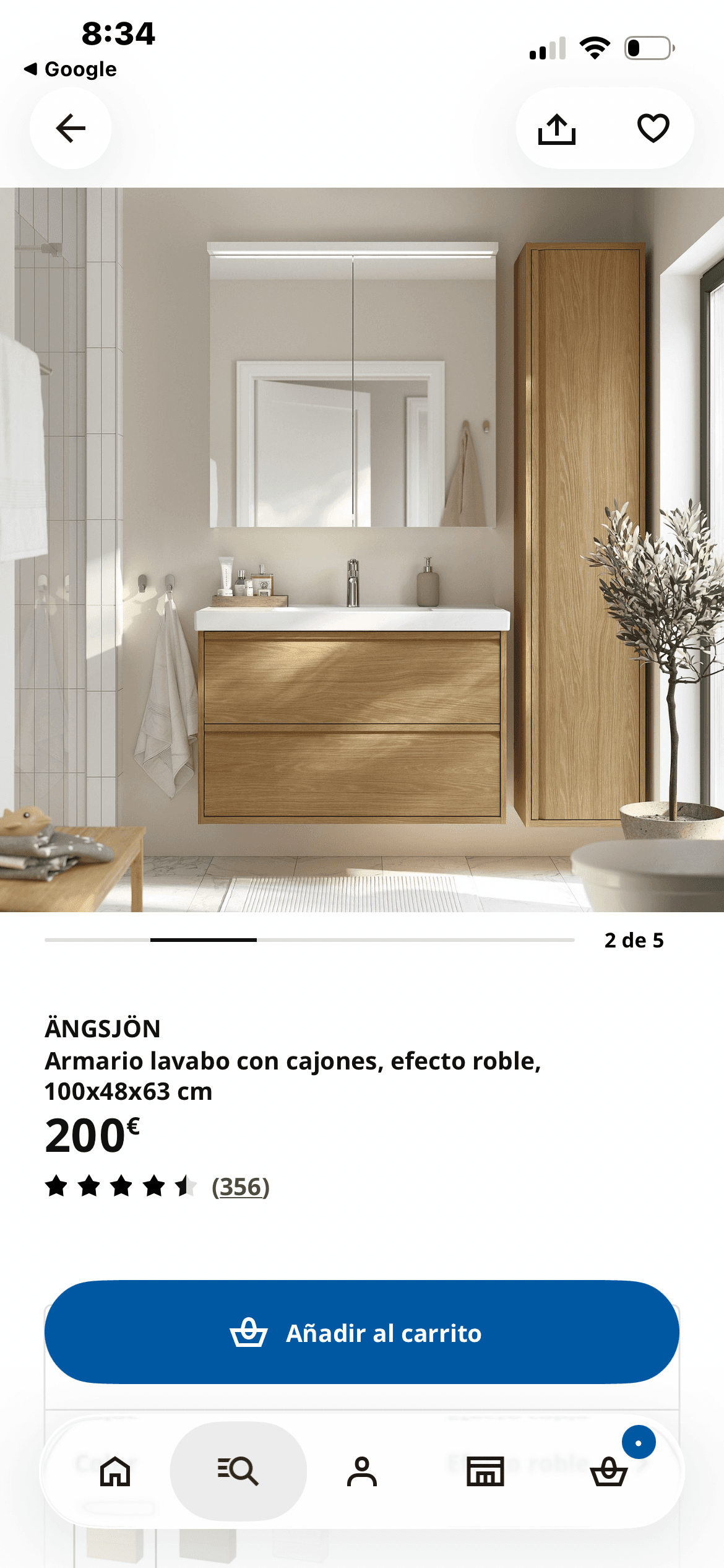 MUEBLE BAÑO 100CM moble de lavabo amb calaixos, efecte roure, 100x48x63 cm