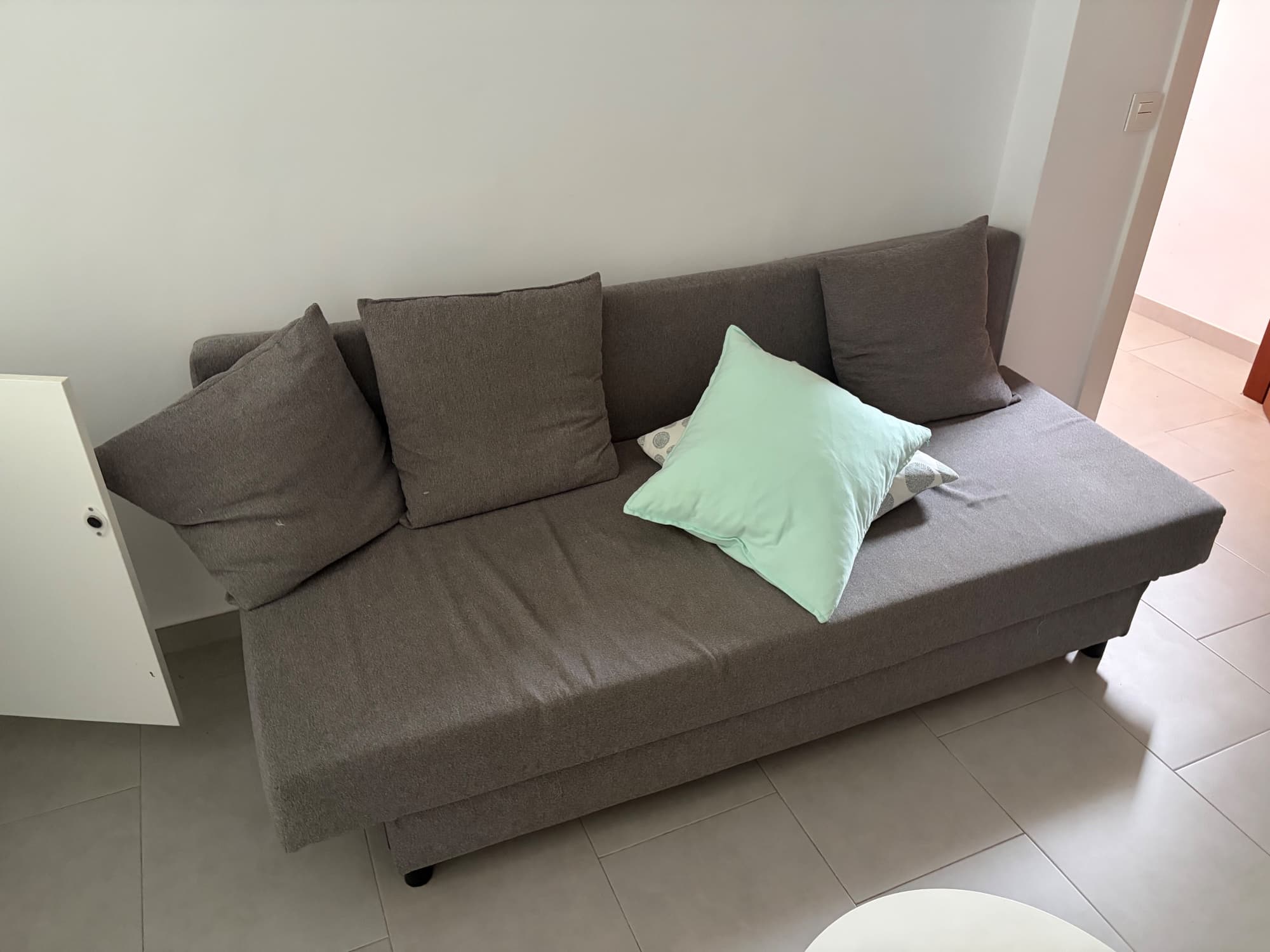 ASARUM three-seat sofa-bed, grey