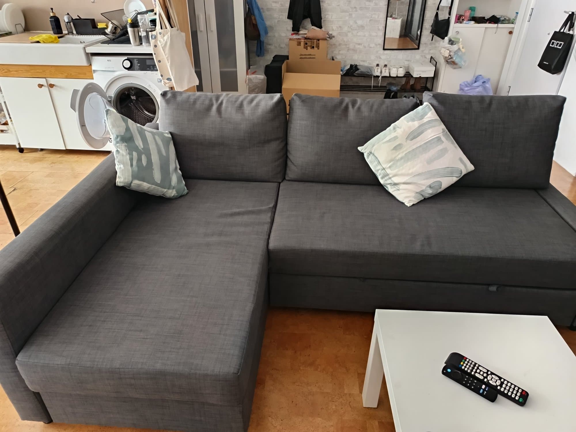 SOFÁ CAMA sofà llit cantoner +emmagatzematge, Hyllie gris fosc