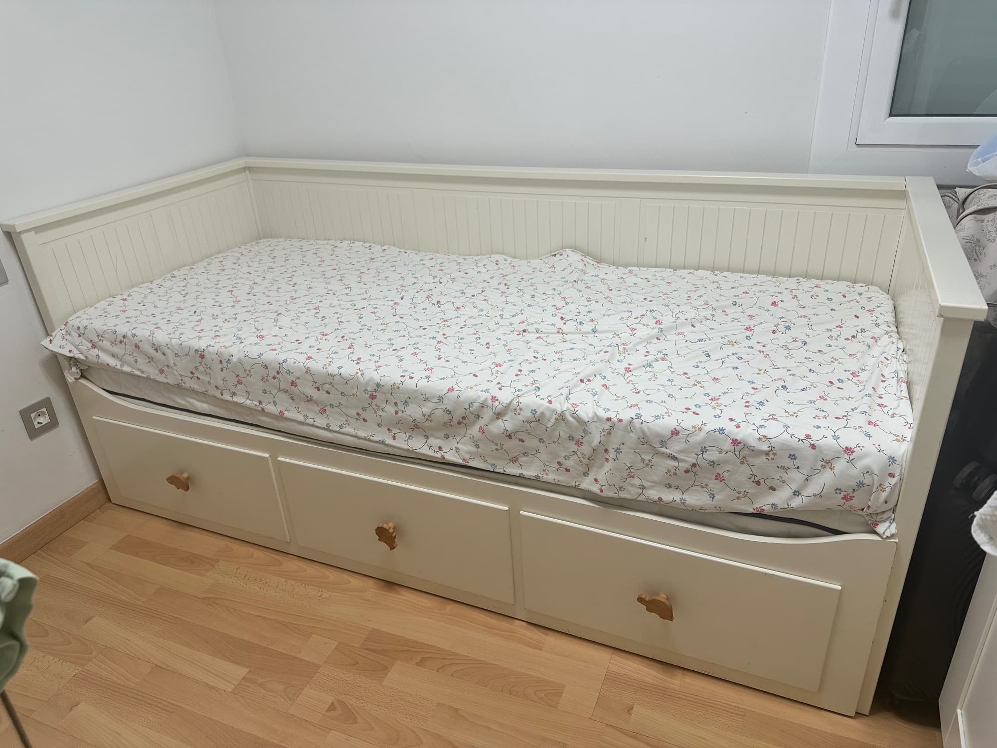 HEMNES estrutura diván con 3 caixóns, branco, 80x200 cm