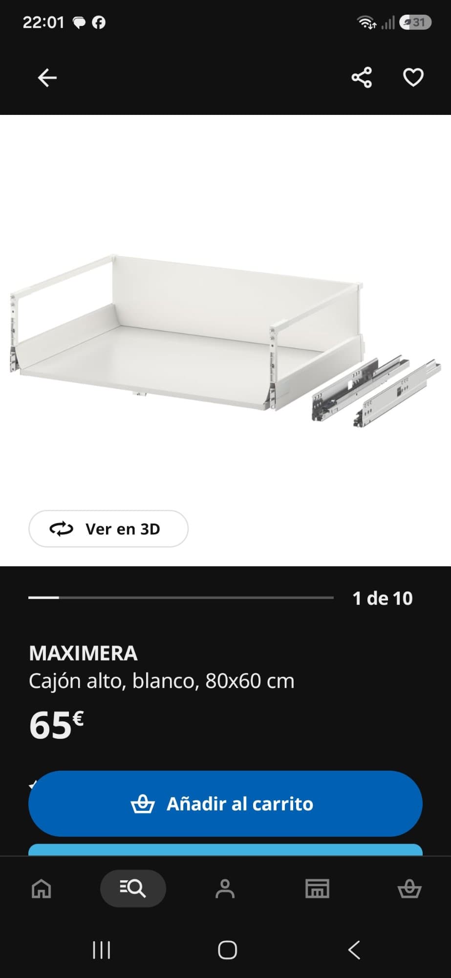 MAXIMERA 35€ Tiradera altua, zuria, 80x60 cm