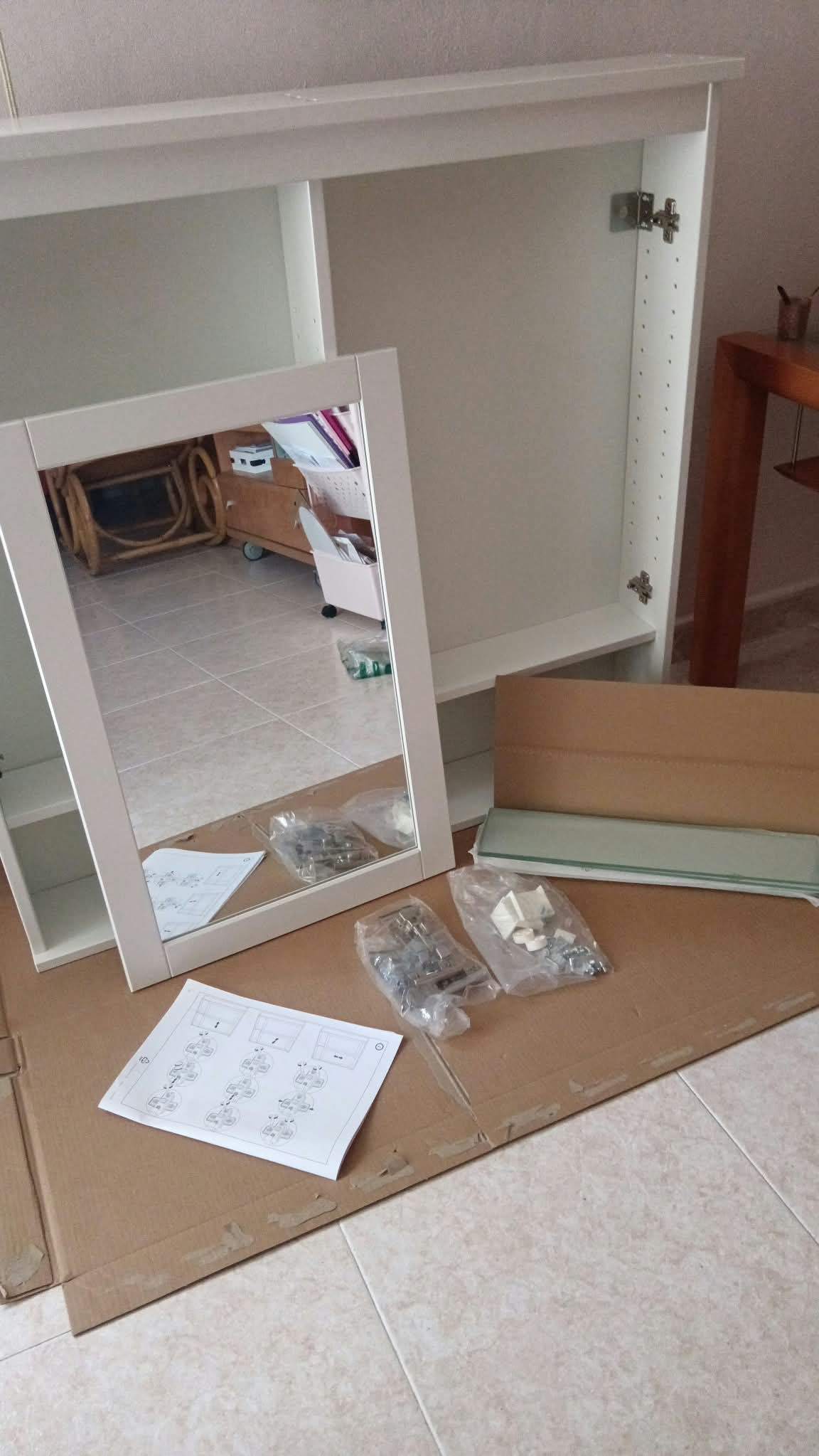 HEMNES armari de mirall amb 2 portes, blanc, 103x16x98 cm