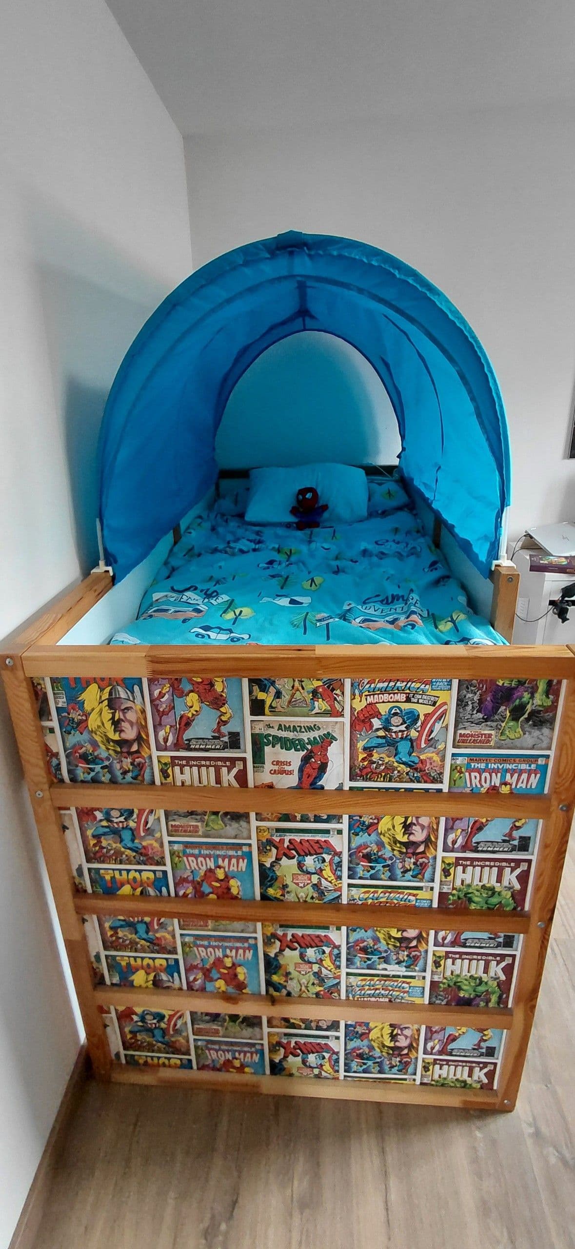 KURA Cama reversible, blanco, pino, 90x200 cm