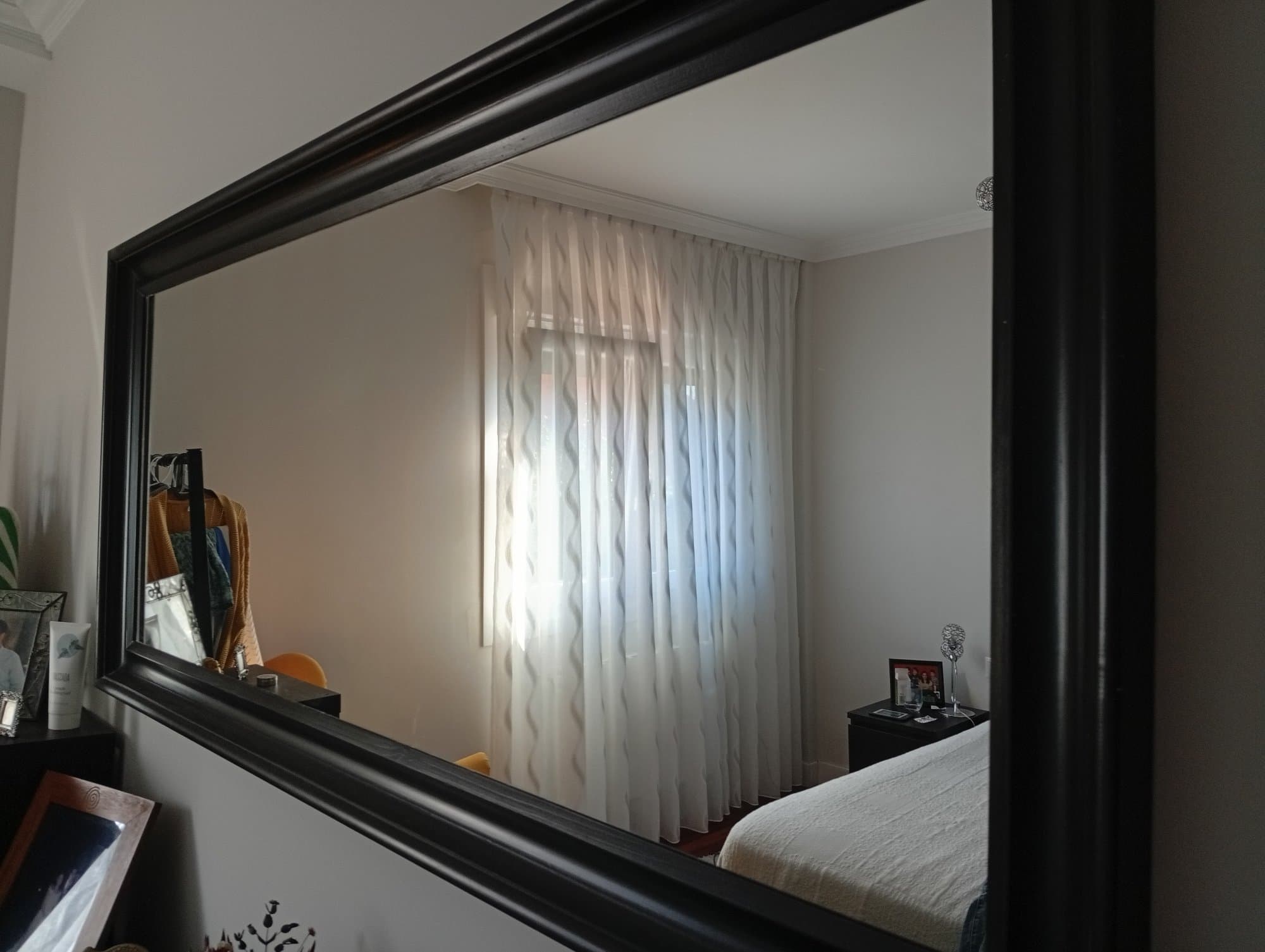 HEMNES espello, negro-marrón