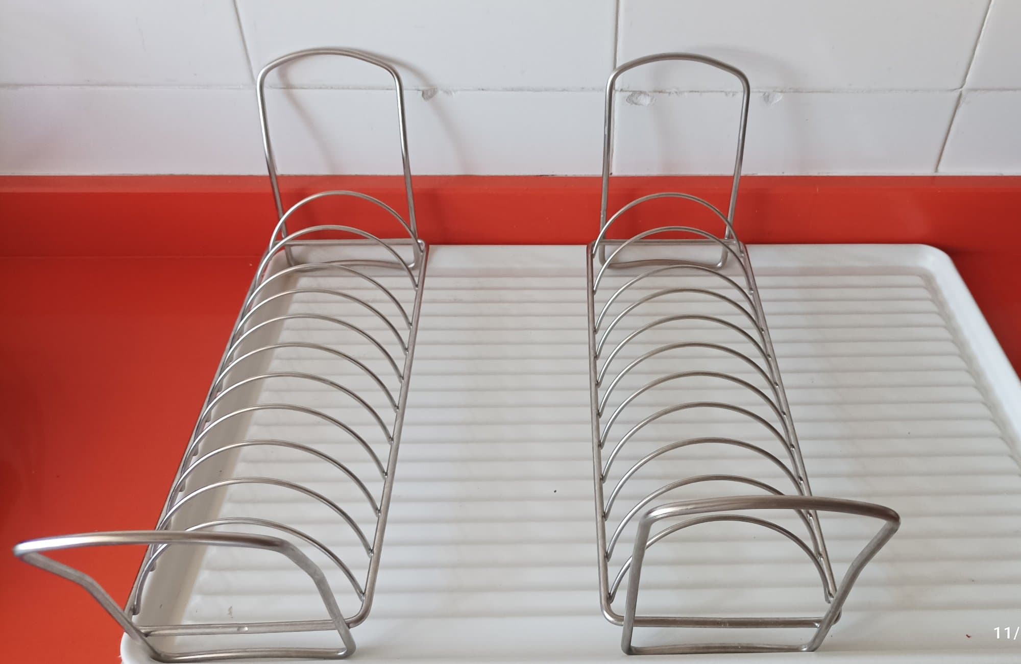 VÄLVÅRDAD dish drying rack, stainless steel, 12x32 cm
