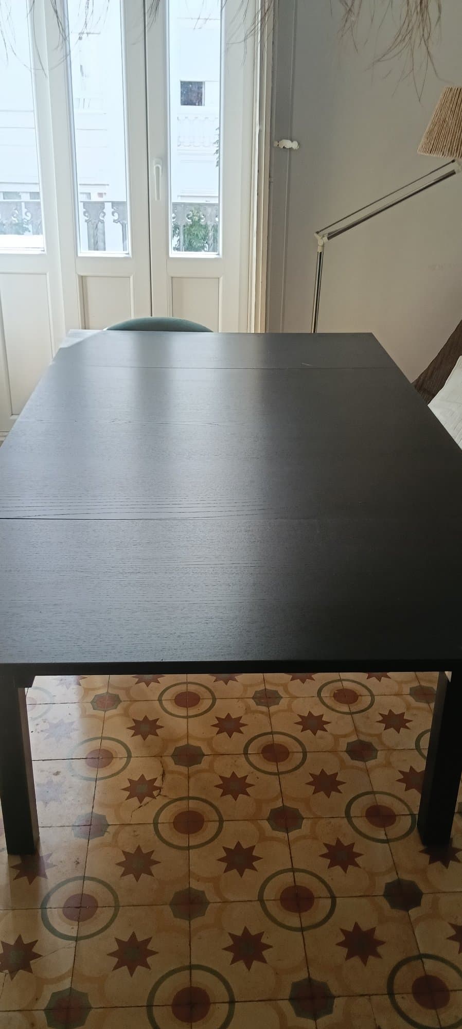BJURSTA extendable table, brown-black
