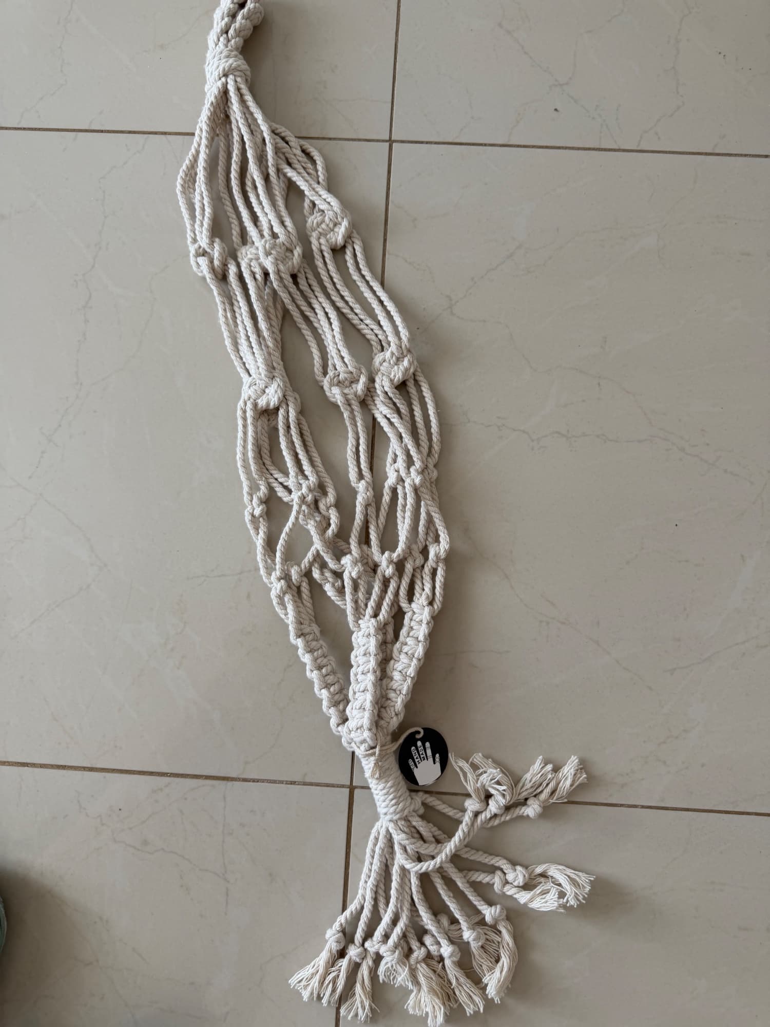 BOTANISK plant pot hanger, beige handmade