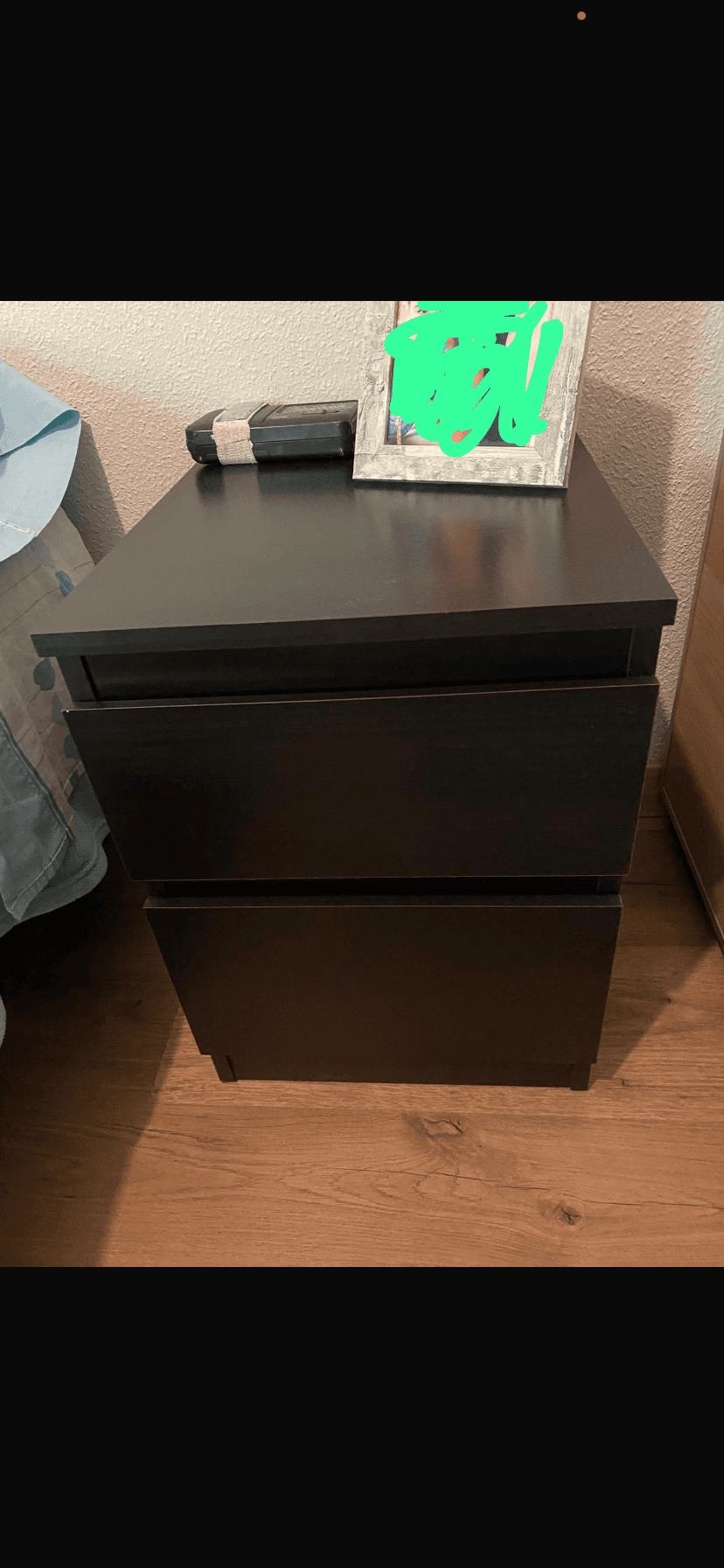 KULLEN cómoda de 2 caixóns, negro-marrón