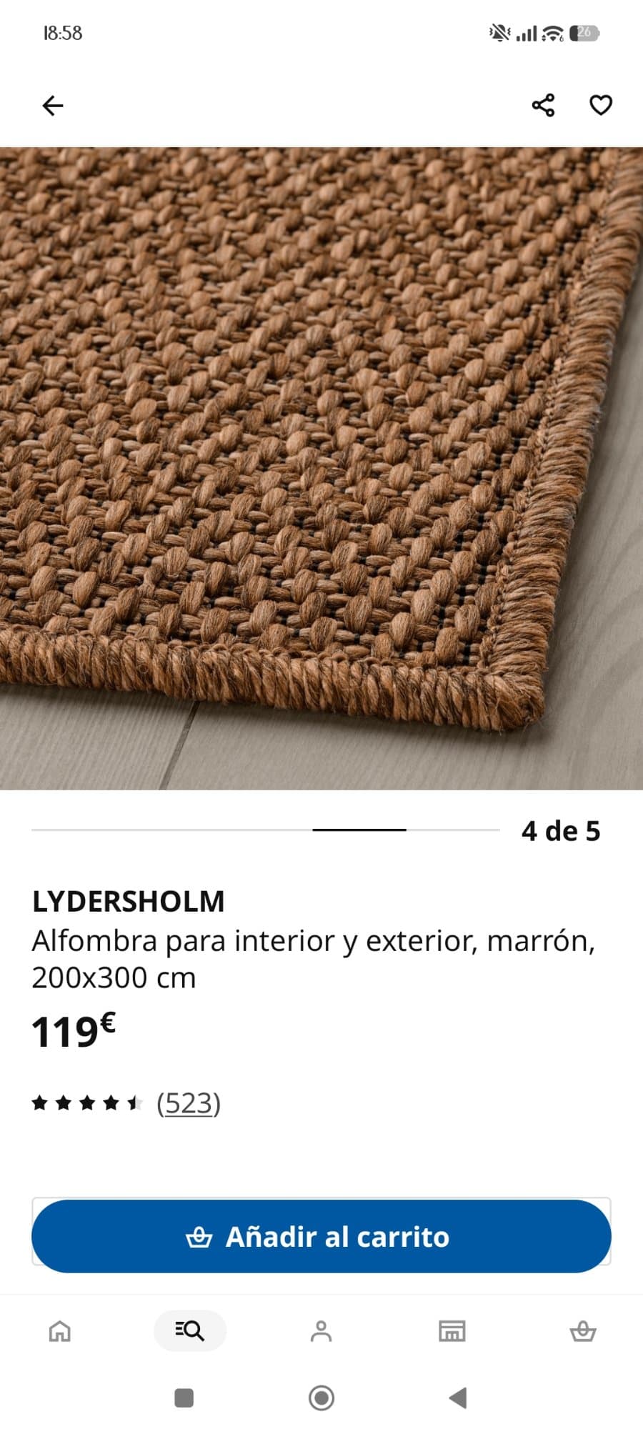 LYDERSHOLM alfombra int/exterior, marrón, 80x150 cm
