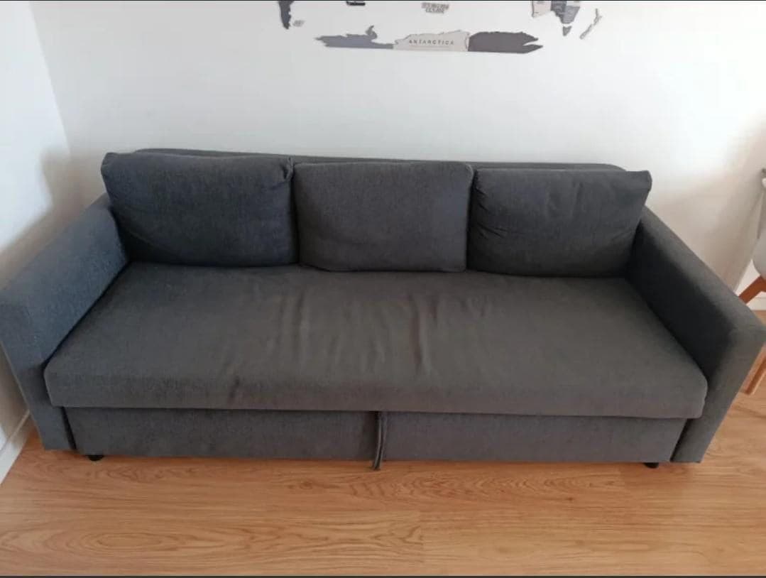 FRIHETEN 3-seat sofa-bed, Hyllie dark grey