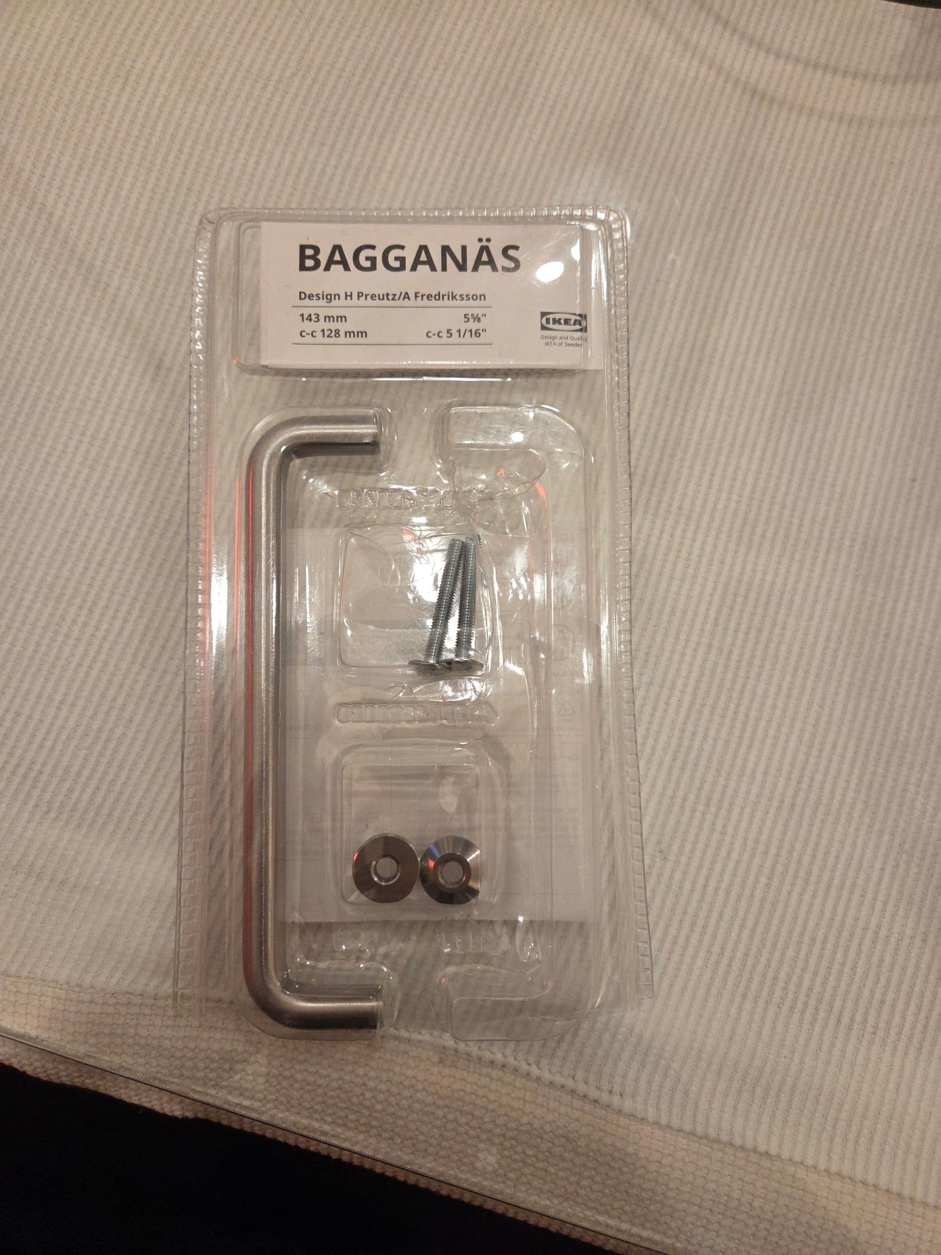BAGGANÄS tirador, acero inoxidable, 143 mm