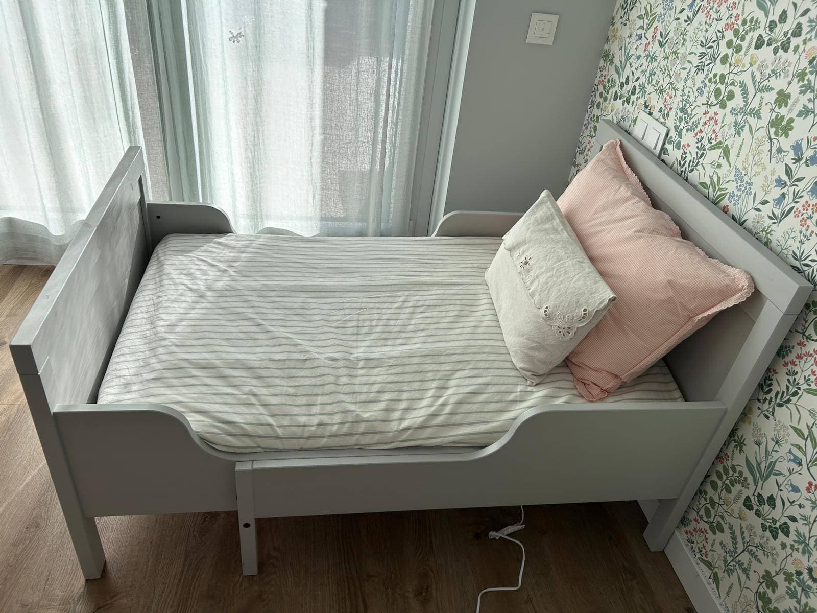 SUNDVIK estrut cama extens+somier láminas, gris, 80x200 cm