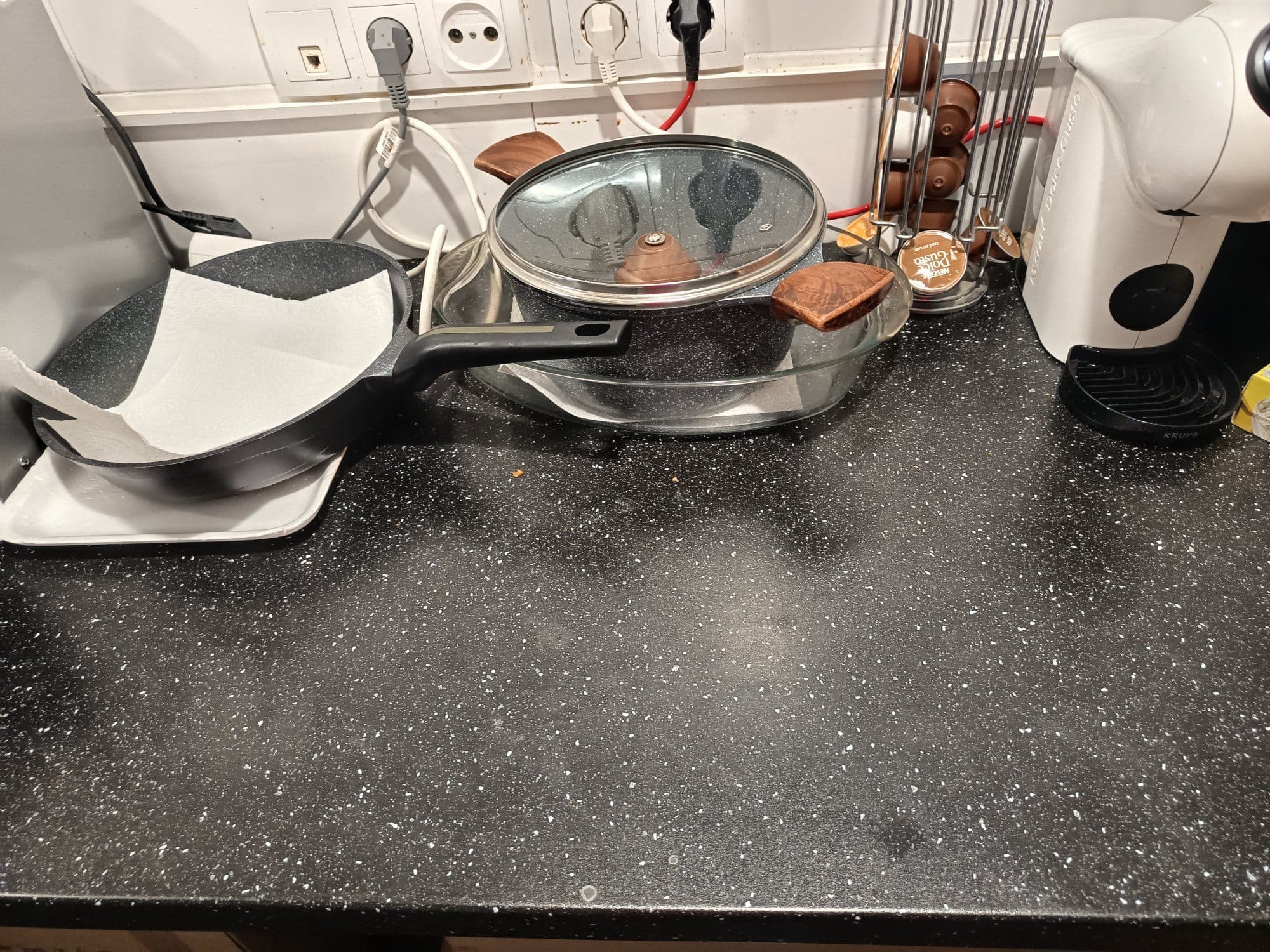 SÄLJAN custom made worktop, dark grey stone effect/laminate, 30-45x3.8 cm
