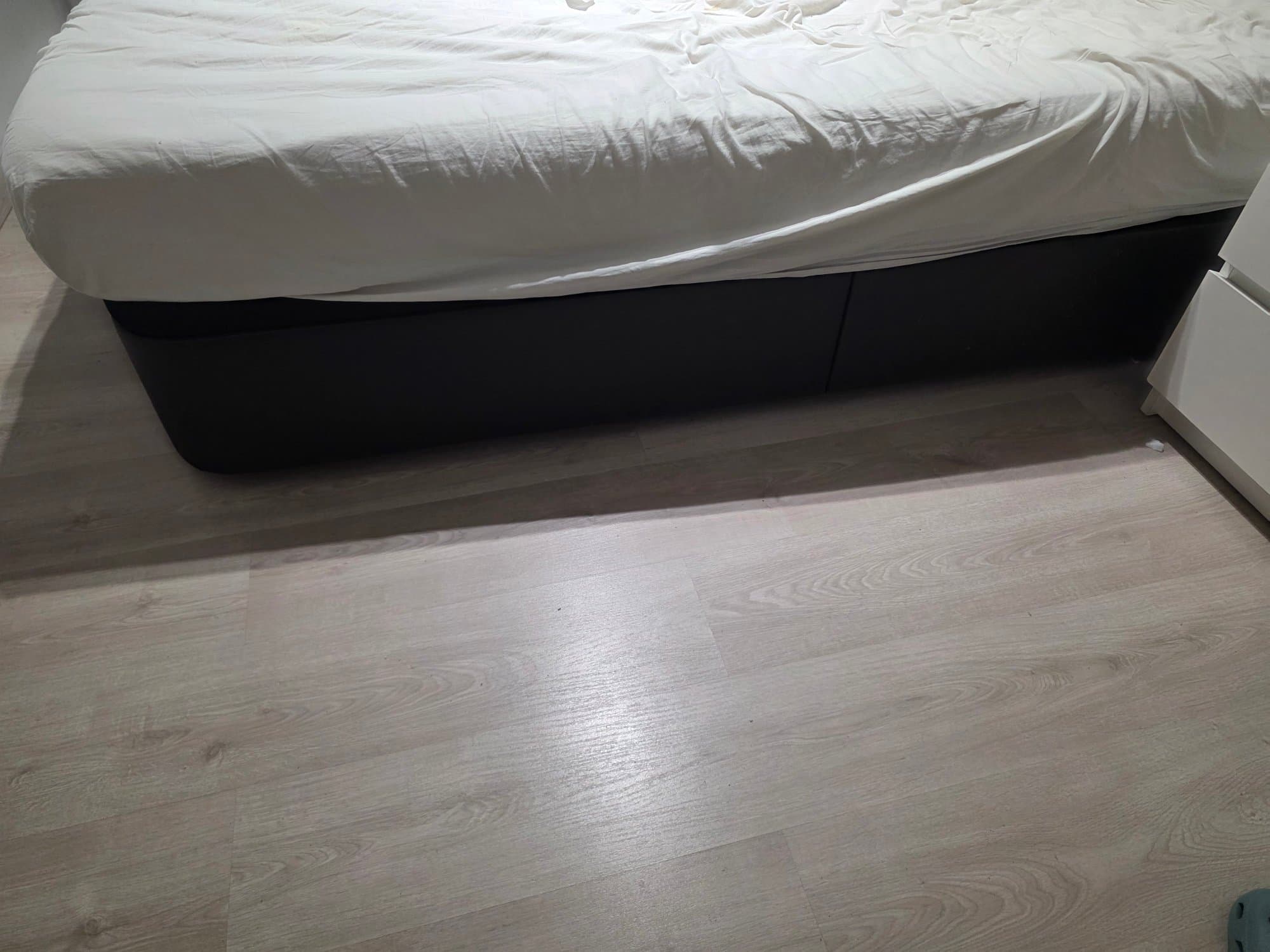KVINLOG upholstered ottoman bed, Bomstad dark brown