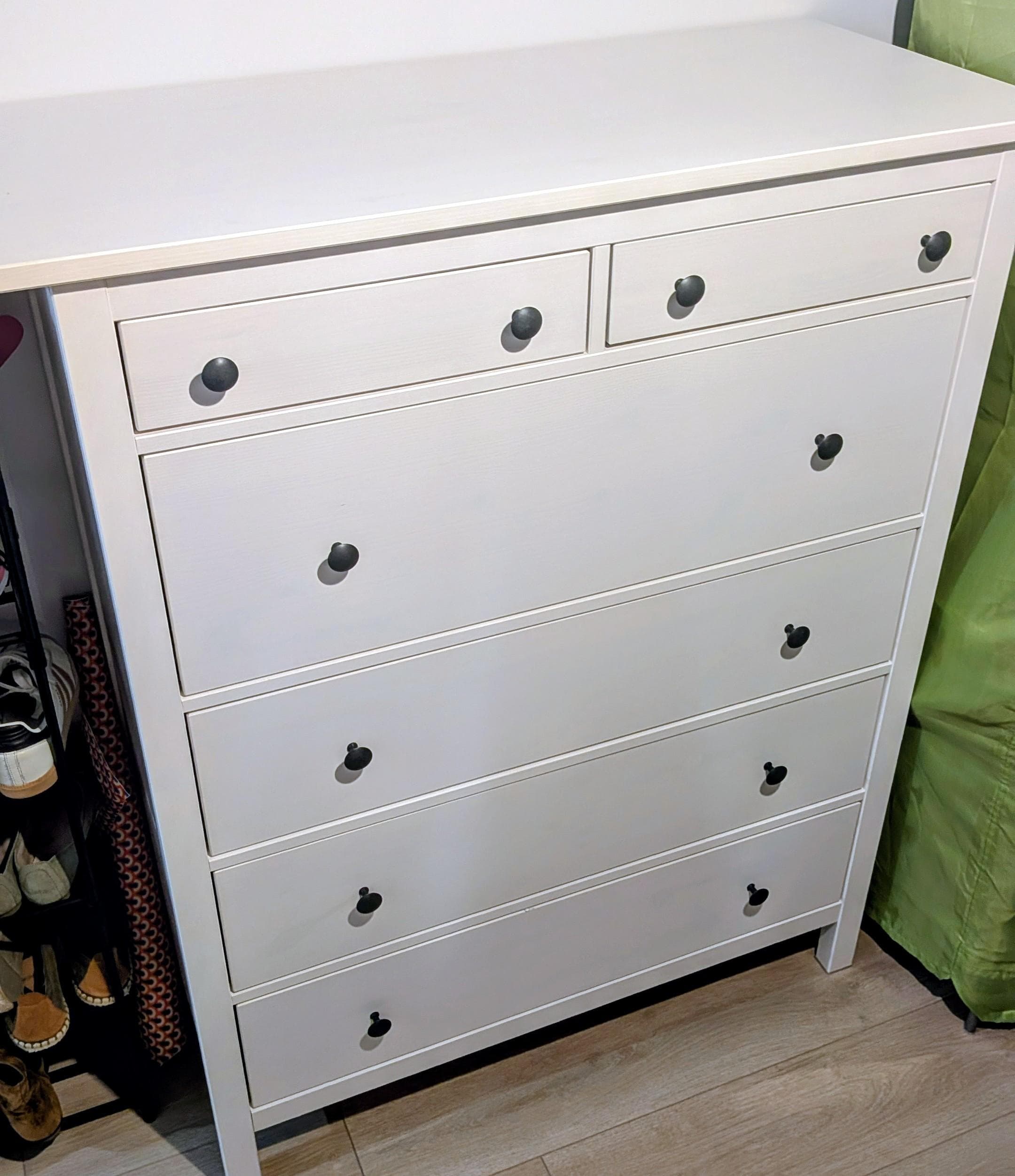 HEMNES chest of 6 drawers, white stain, 108x131 cm