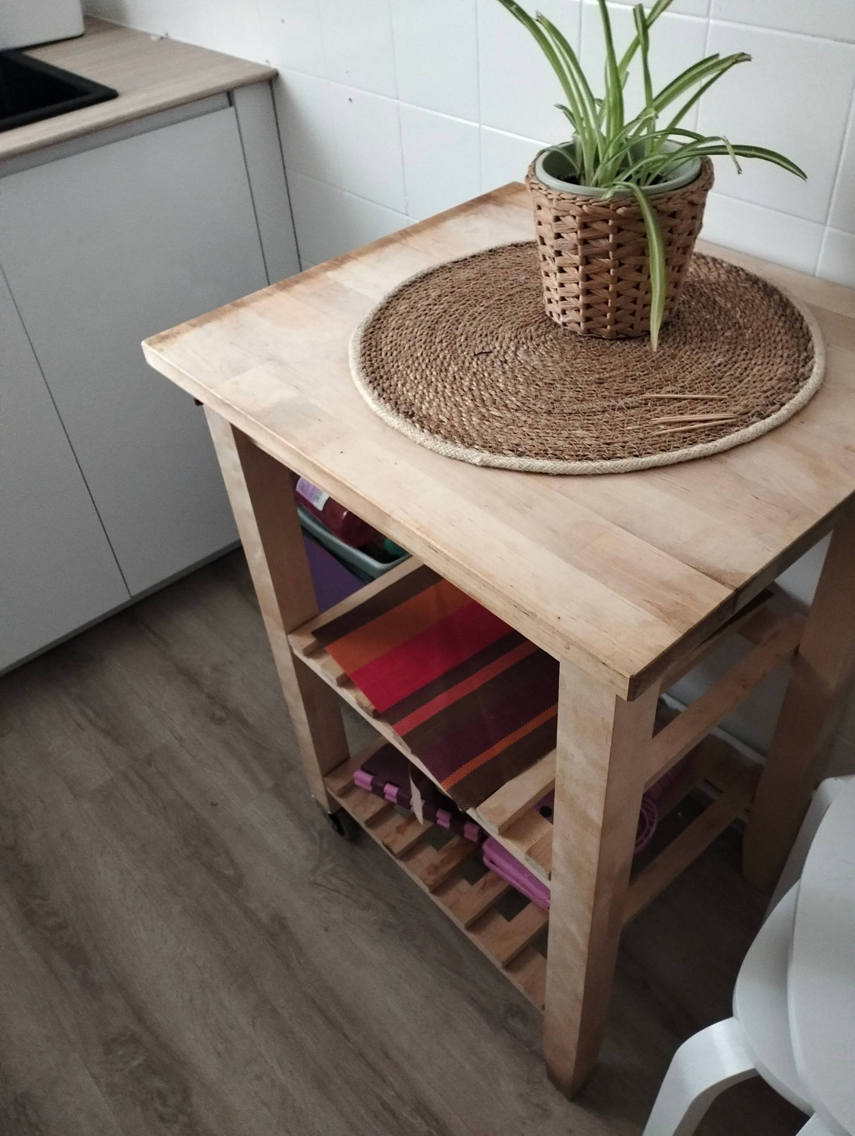 BEKVÄM kitchen trolley, birch, 58x50 cm