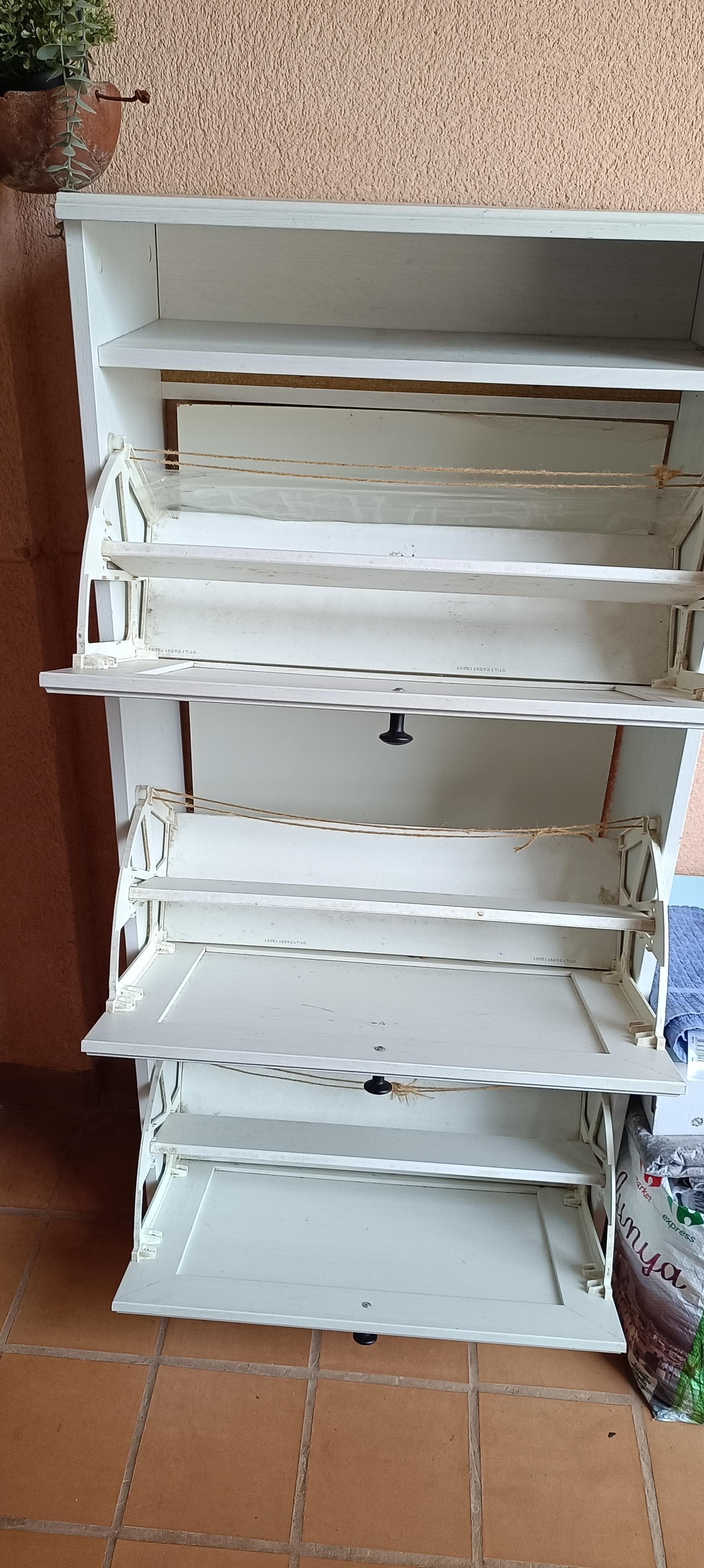 BRUSALI zapatero con 3 compartimentos, blanco, 61x30x130 cm