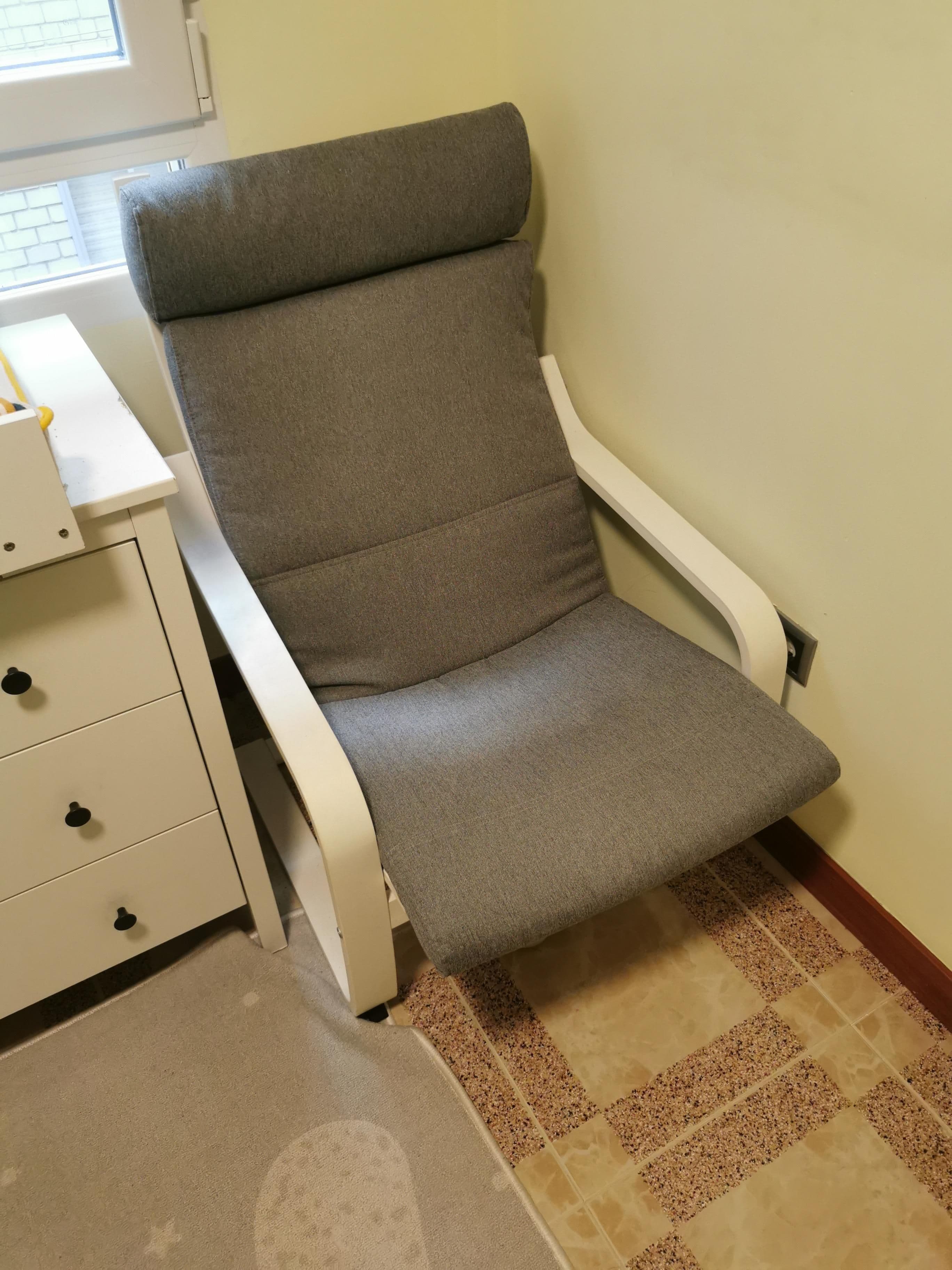 POÄNG armchair, white stained oak veneer/Gunnared light green
