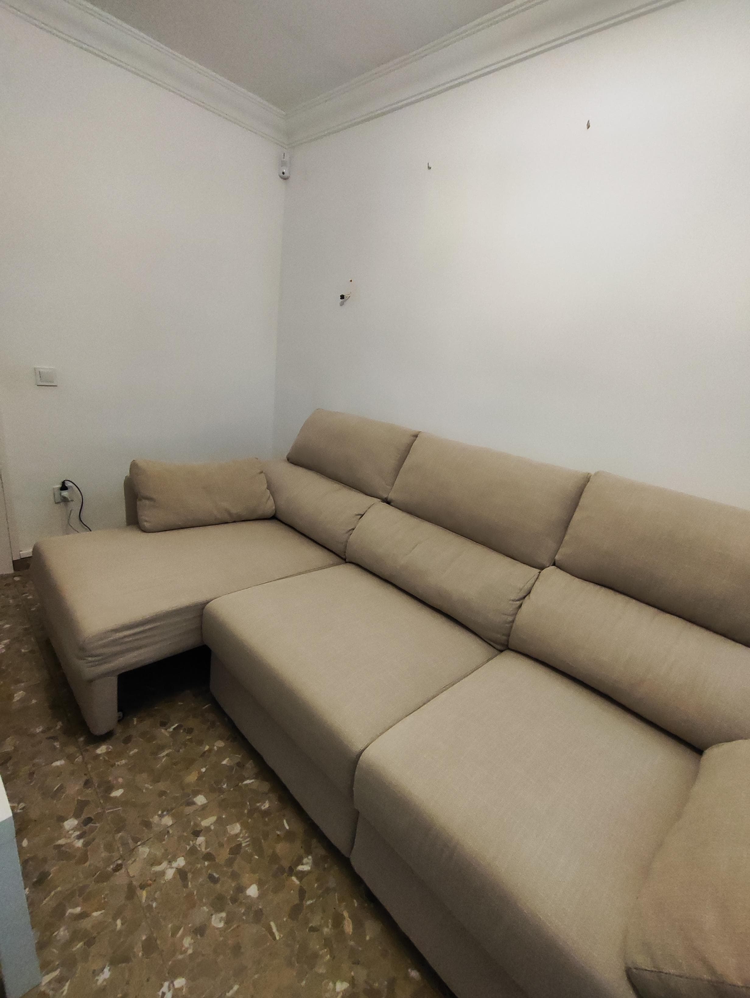 ESKILSTUNA sofá 3 plazas con chaiselongue, Hillared beige