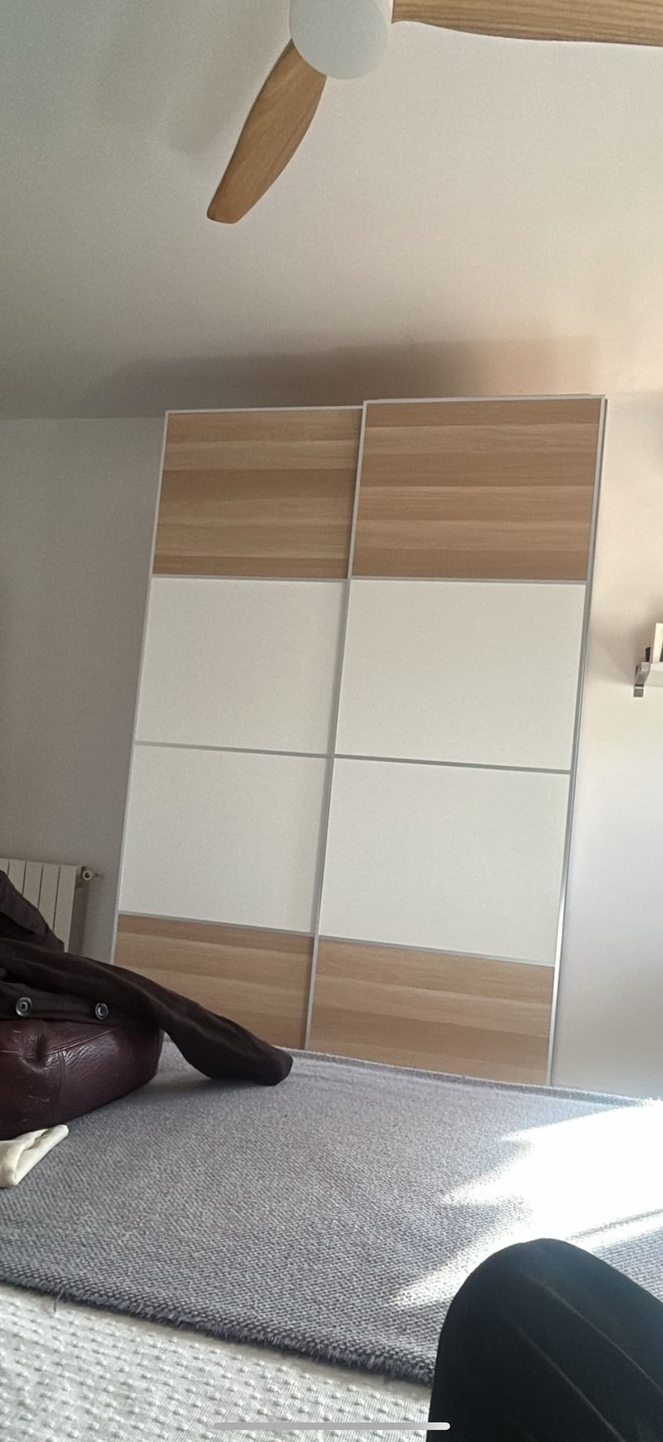 PAX / MEHAMN combinación armario, branco/ambos lados efecto carballo tintura branca, 150x43x236 cm