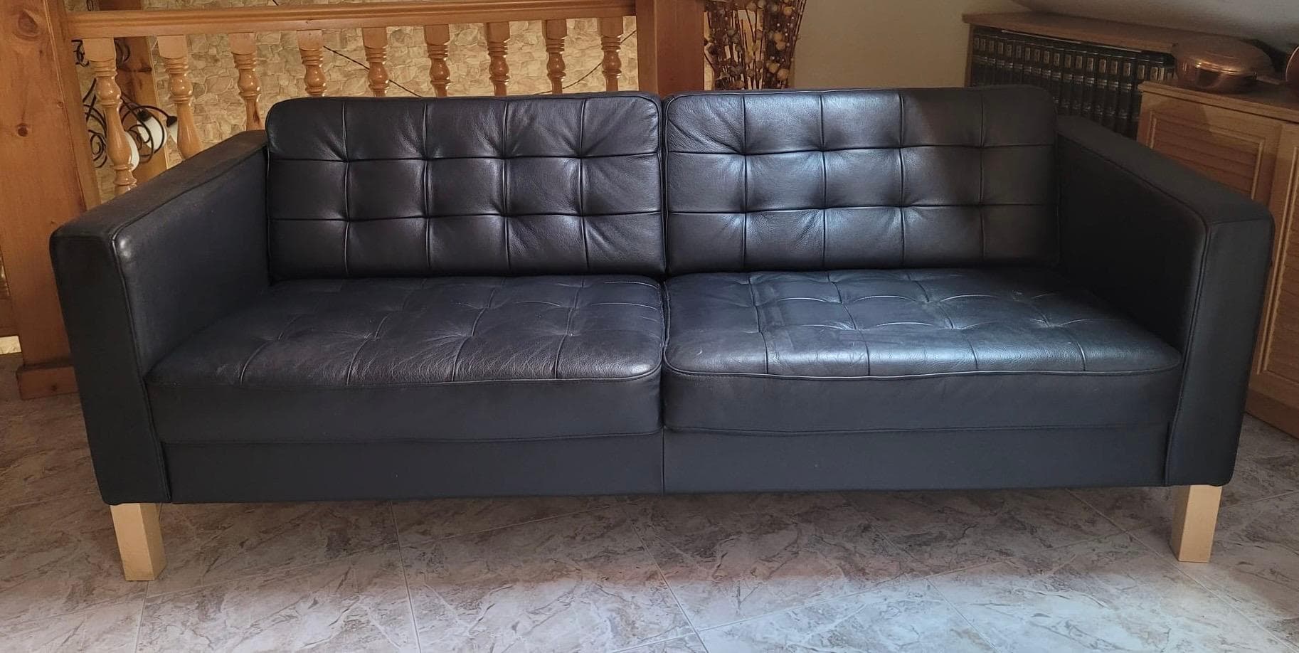 LANDSKRONA 3 eserlekuko sofa, Grann/Bomstad beltza/zura