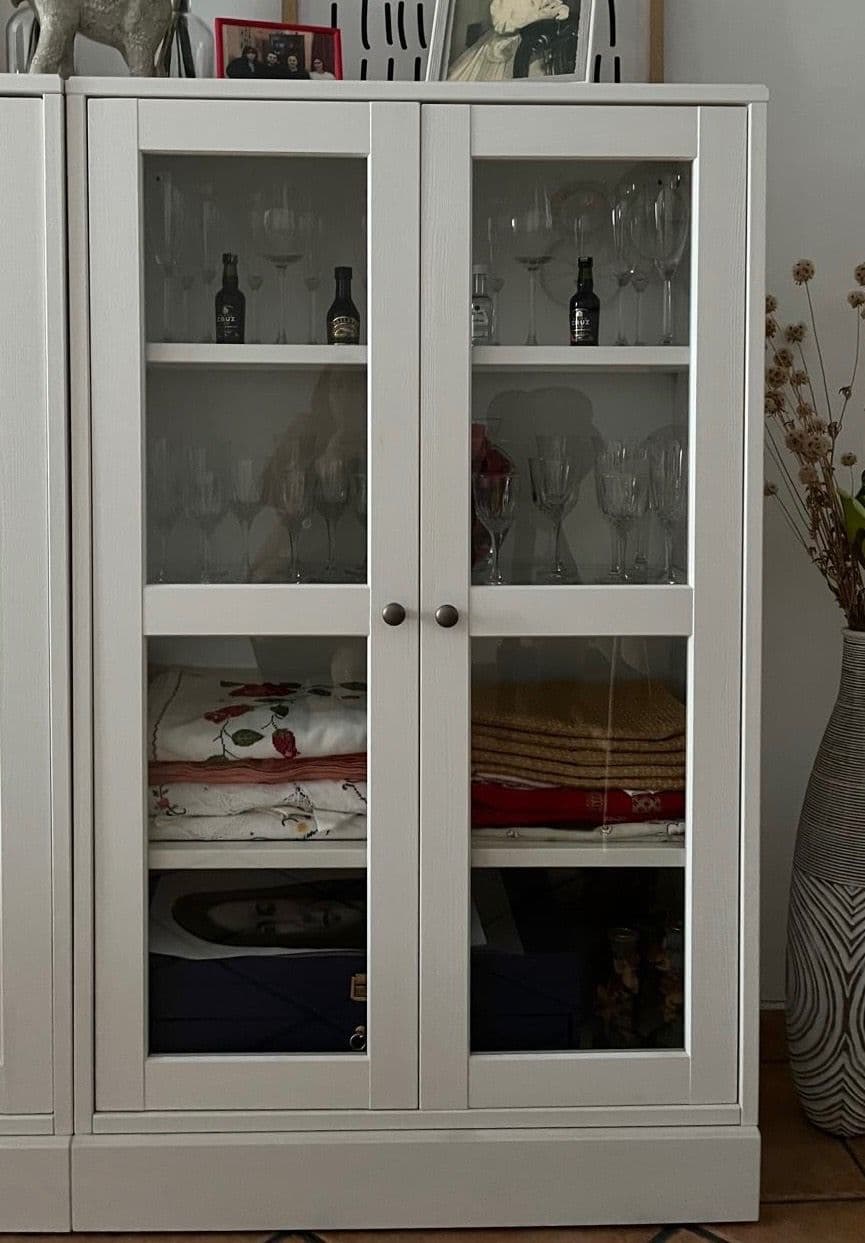 HAVSTA glass-door cabinet, white, 81x35x123 cm