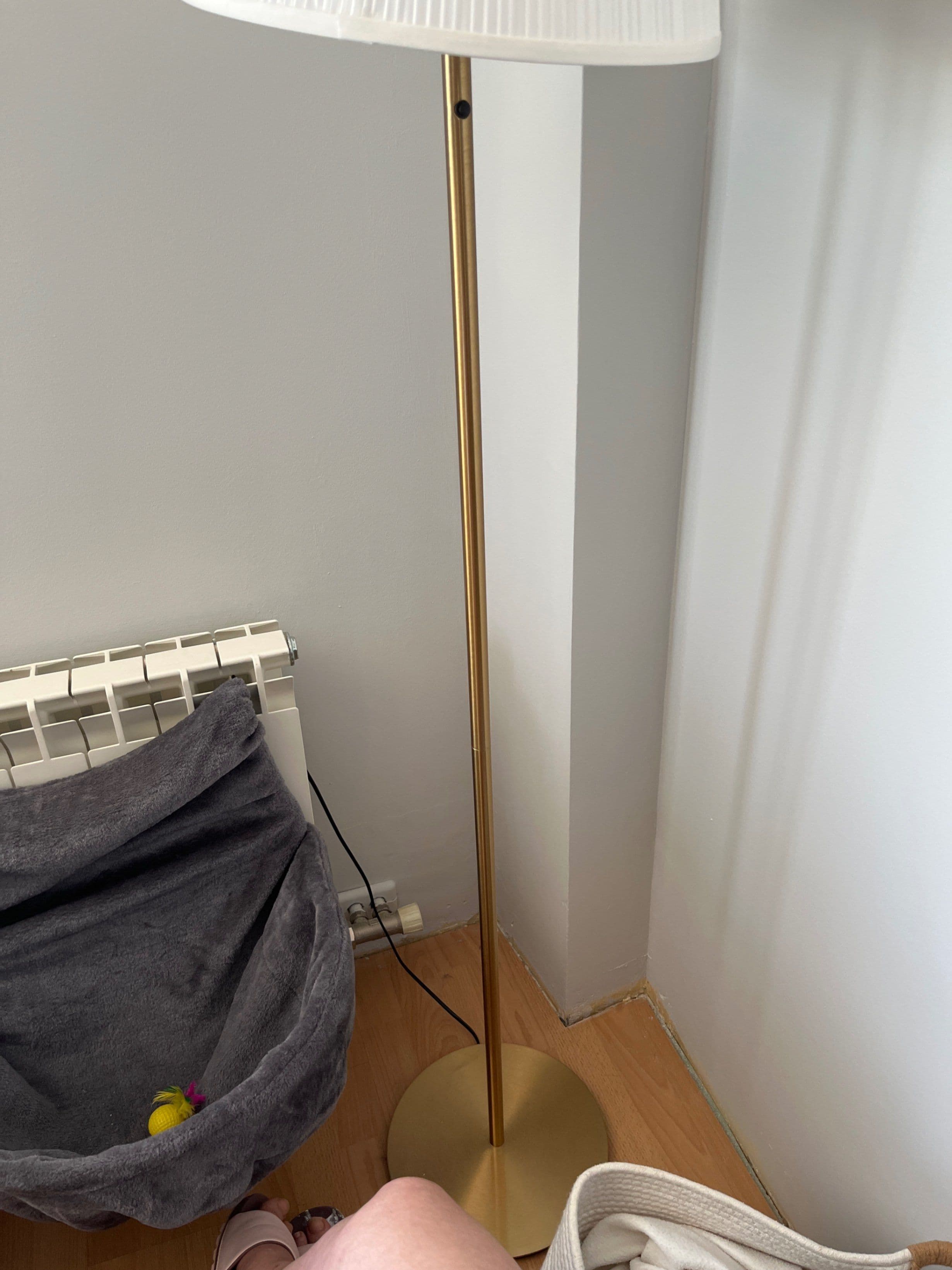 SKAFTET floor lamp base, brass-colour