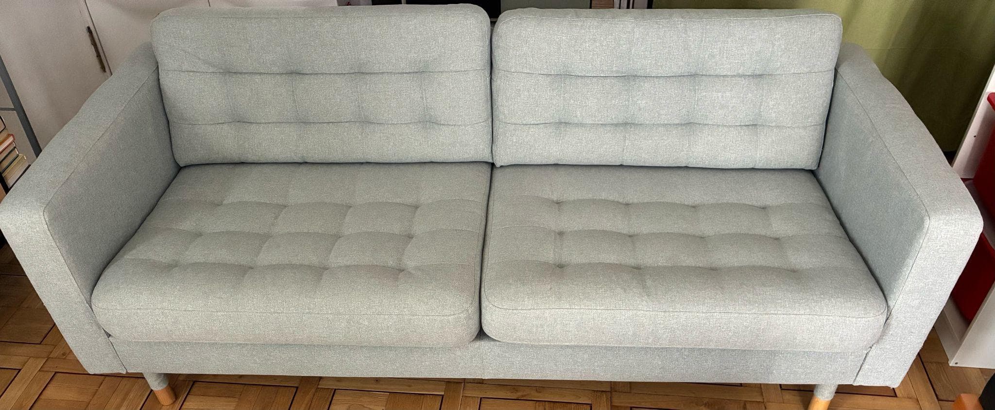 LANDSKRONA 3 eserlekuko ohe-sofa, Gunnared berde argia/zura