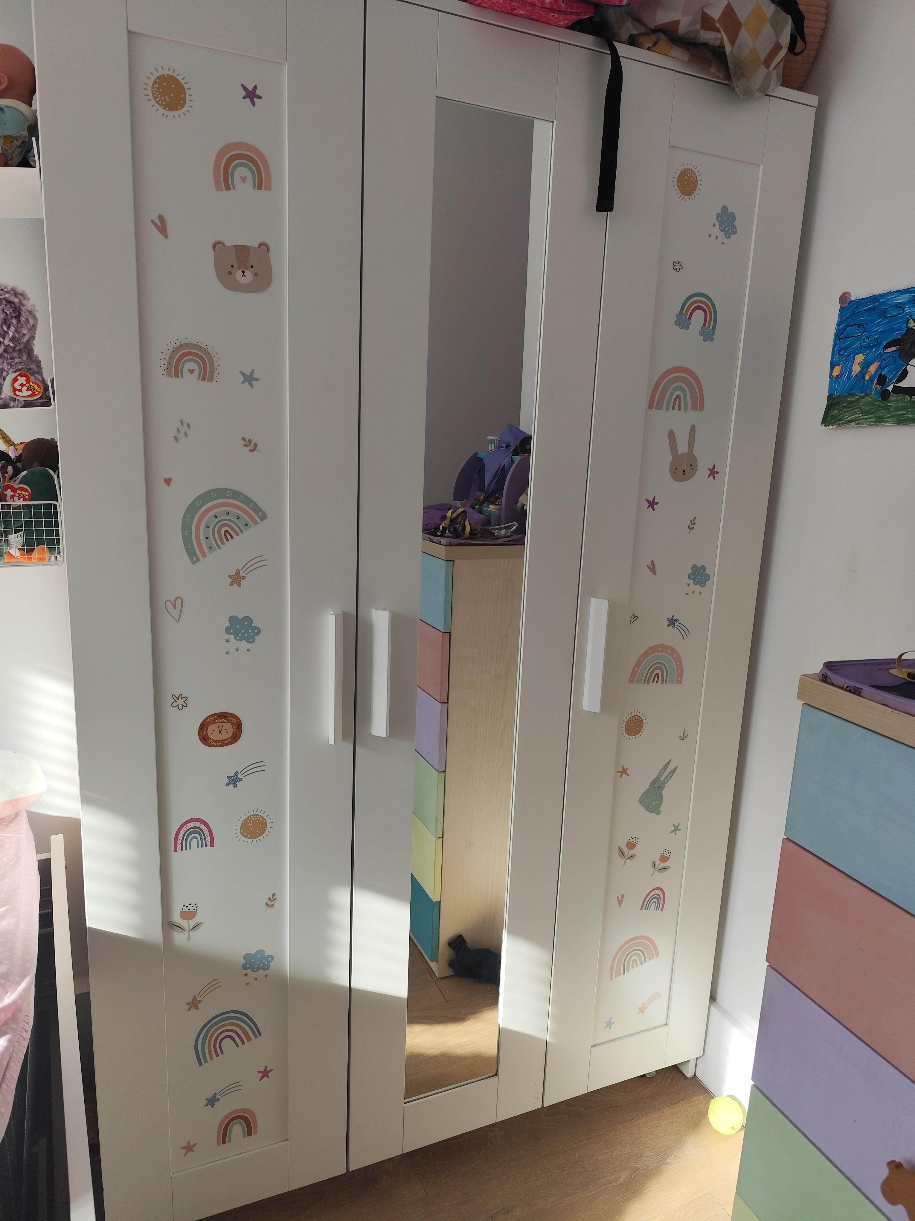 BRIMNES wardrobe with 3 doors, white, 117x190 cm