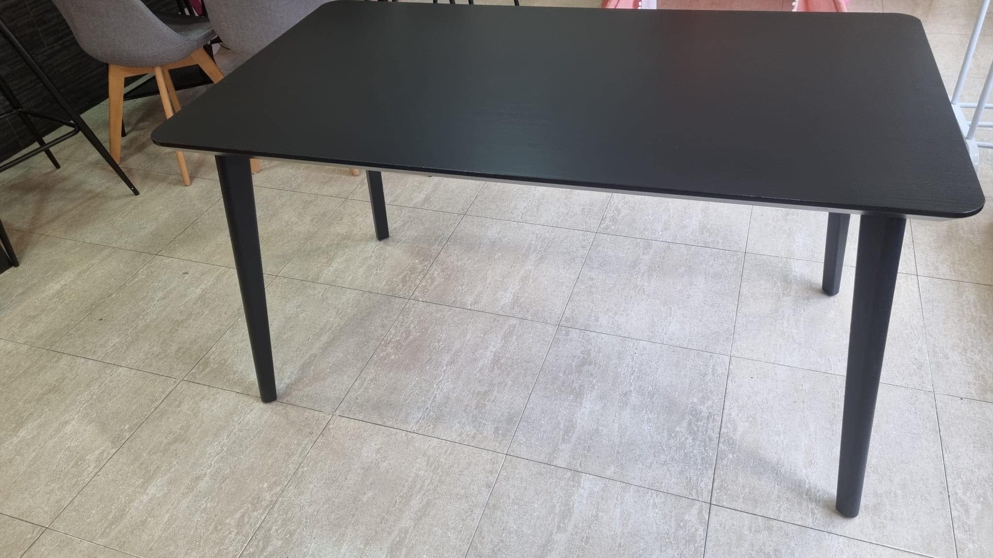 LISABO mesa, negro/chapa freixo, 140x78 cm