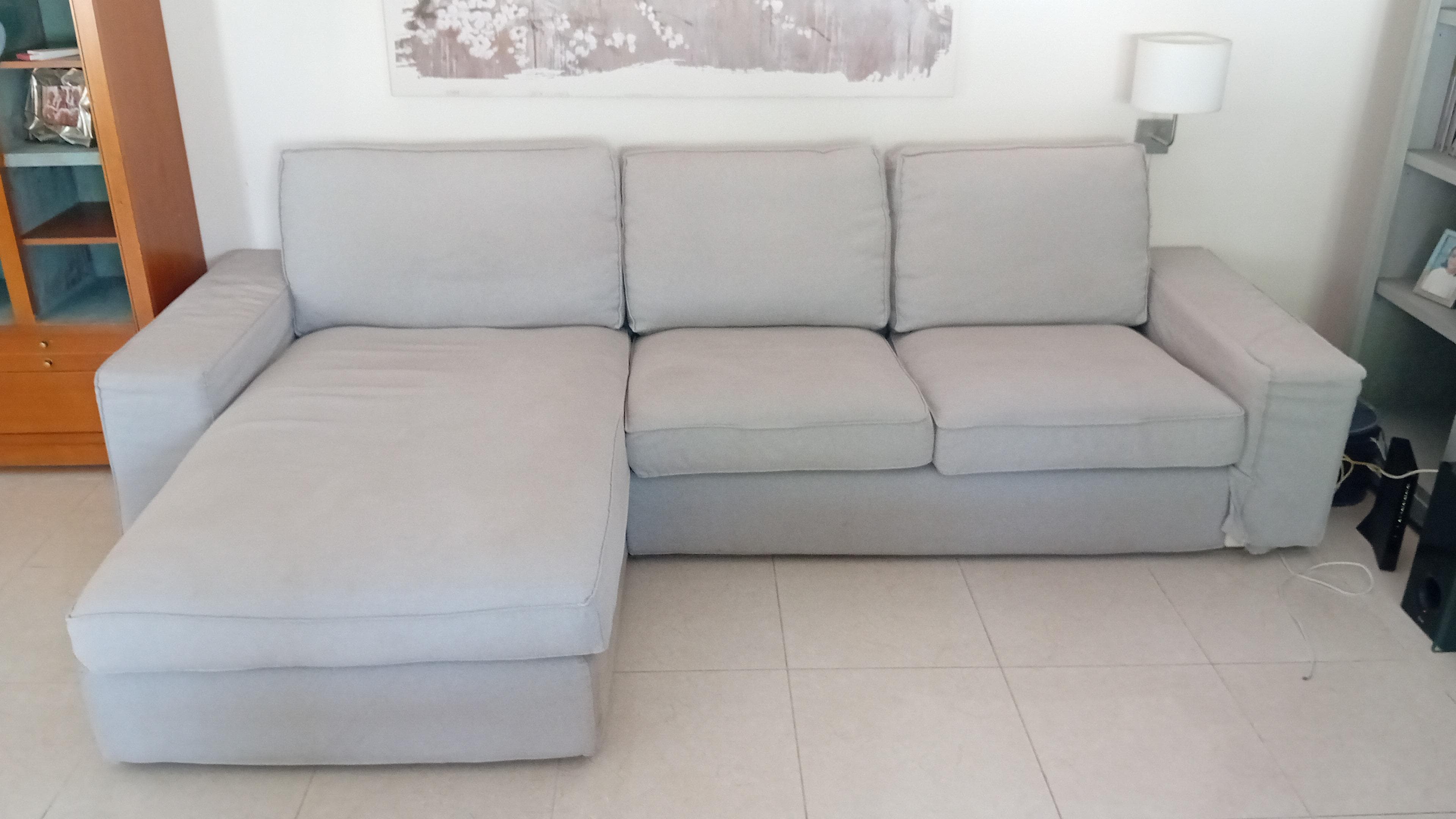 KIVIK 4-seat sofa with chaise longue, Tallmyra white/black