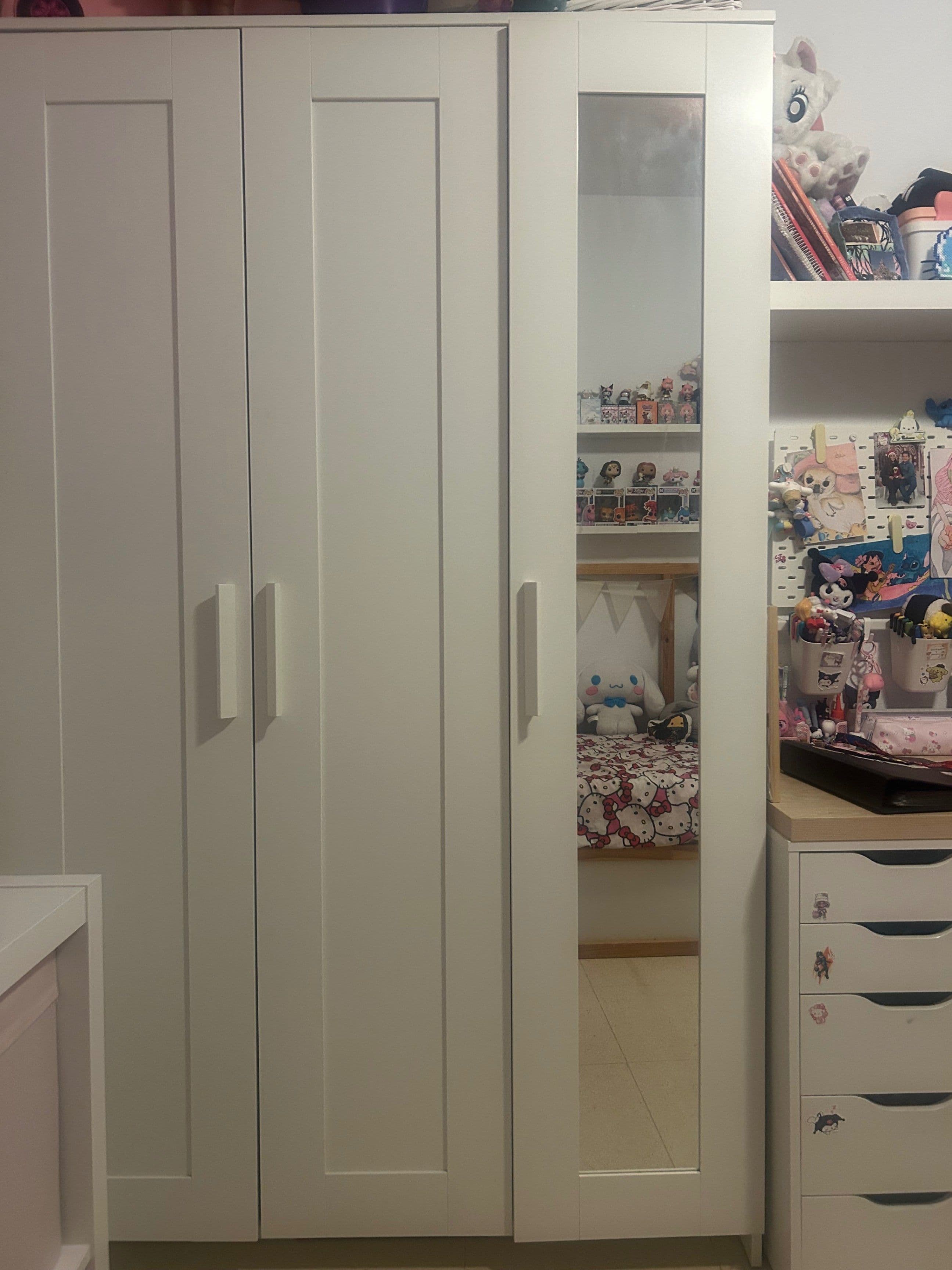 BRIMNES wardrobe with 3 doors, white, 117x190 cm