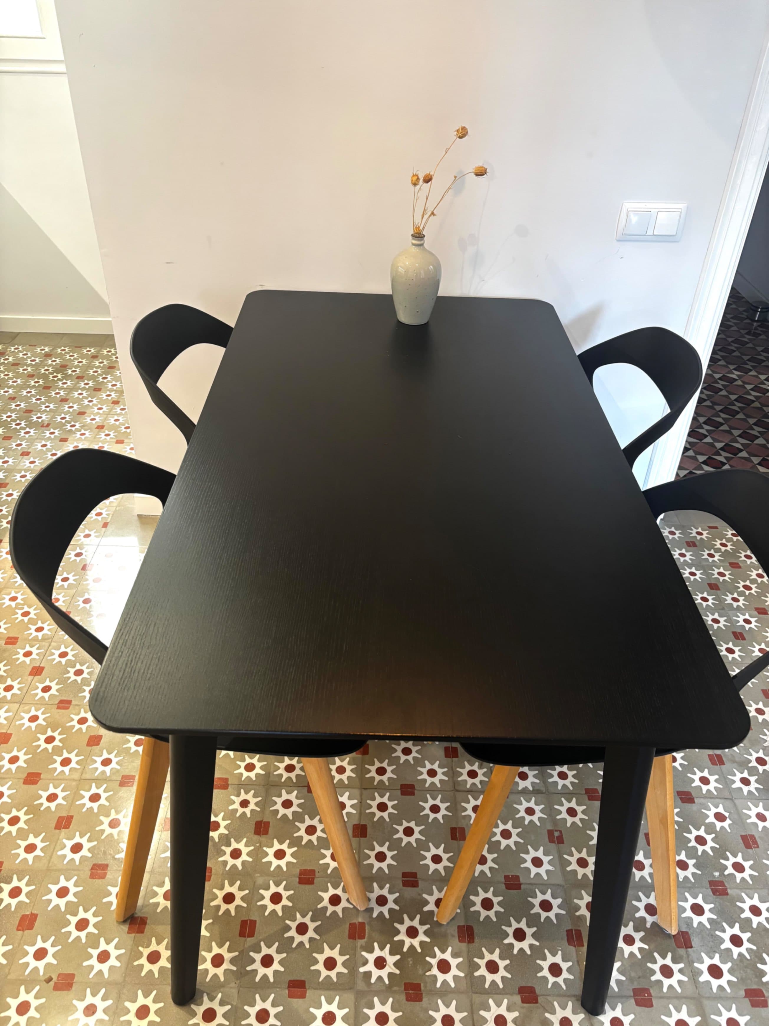 LISABO mesa, negro/chapa freixo, 140x78 cm