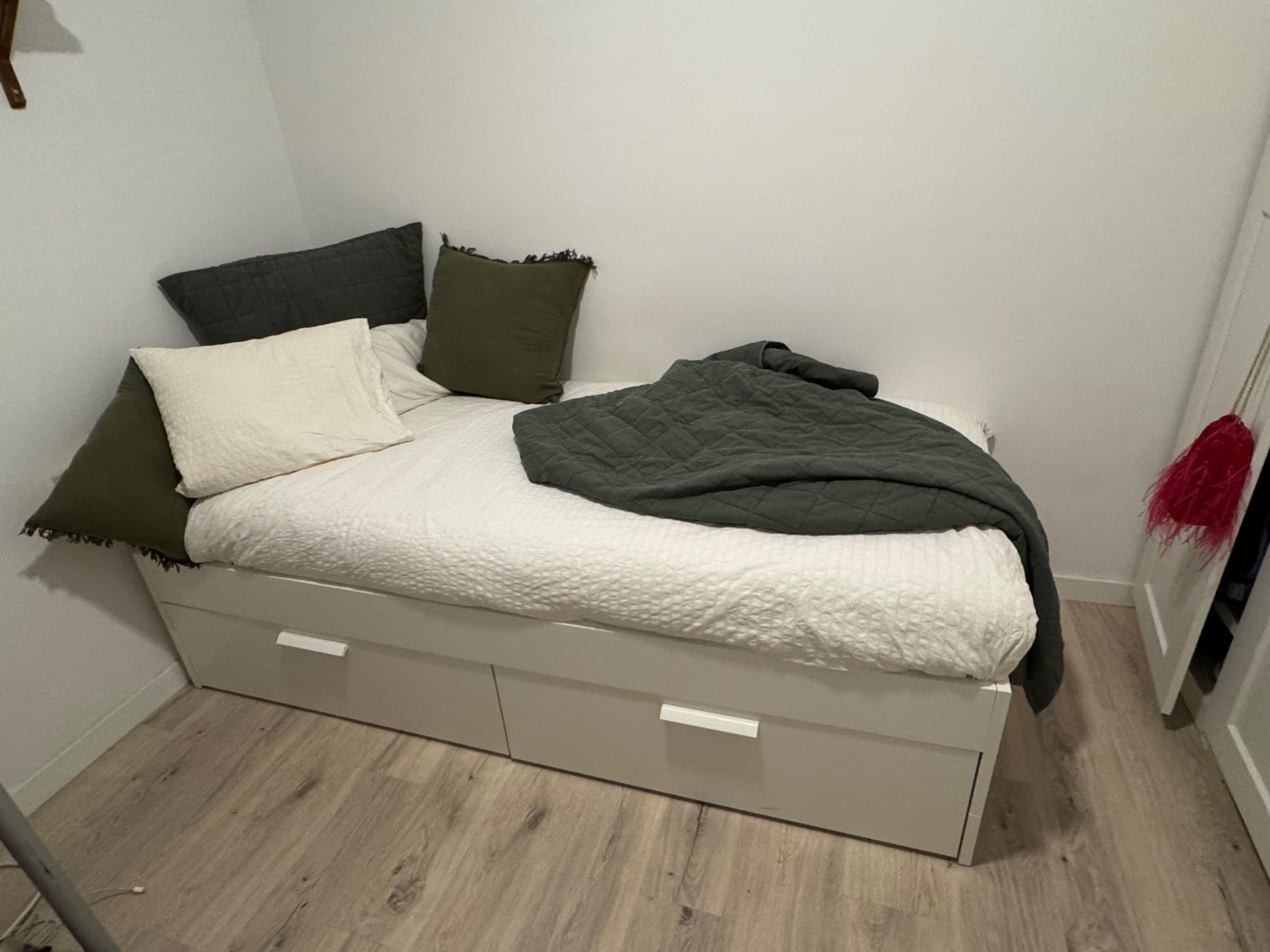 BRIMNES bed frame with storage, white, 90x200 cm