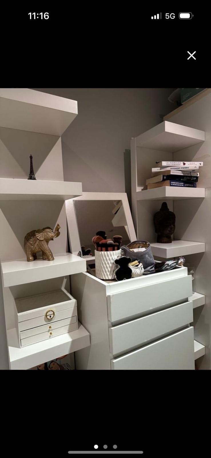 MALM chest of 6 drawers, white/mirror glass, 40x123 cm