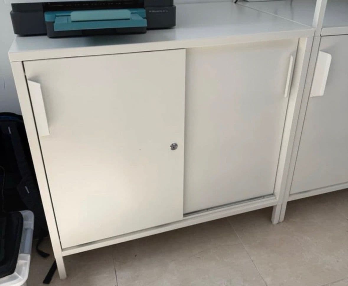 TROTTEN cabinet with sliding doors, white, 80x55x75 cm