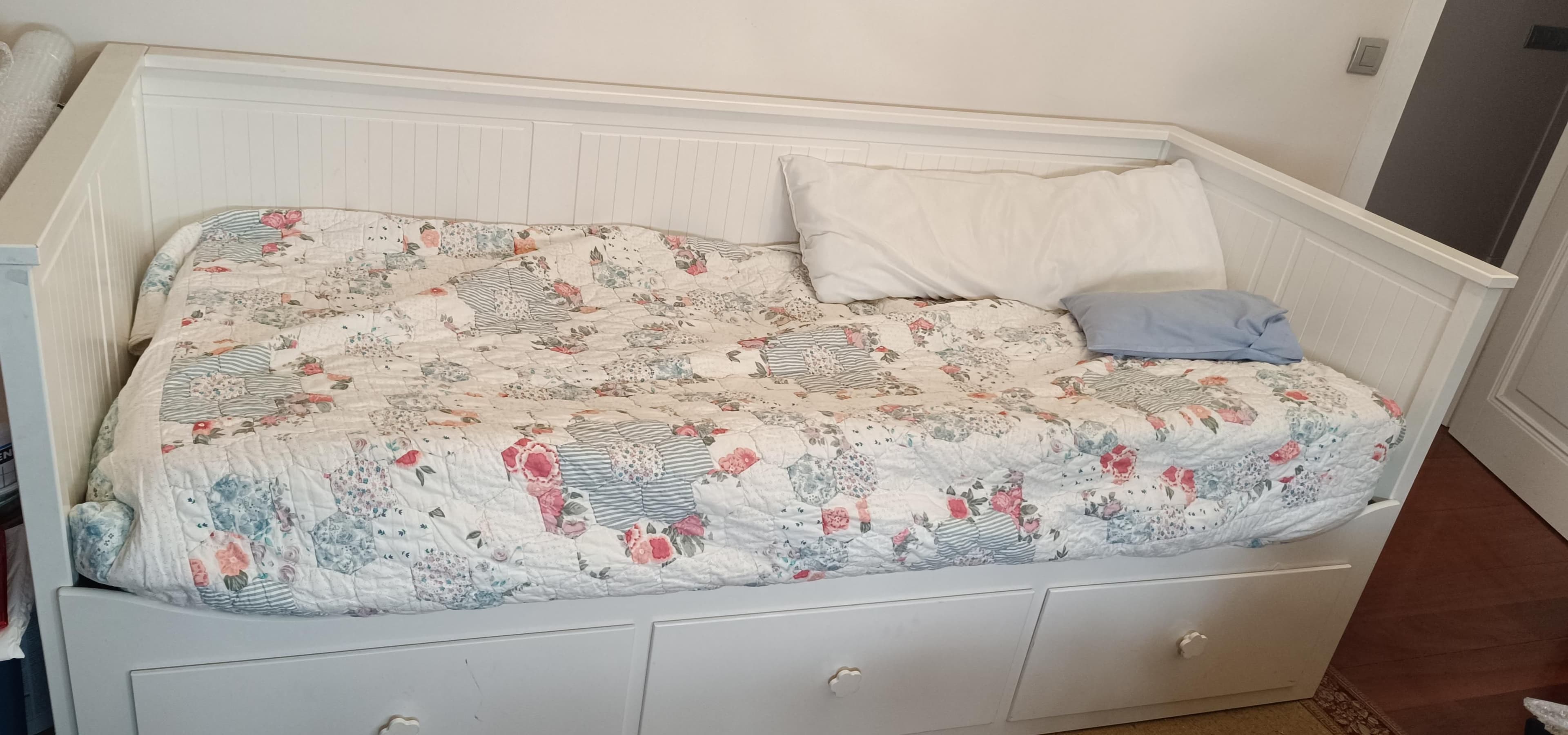 HEMNES 3 tiraderadun diban-egitura, zuria, 80x200 cm